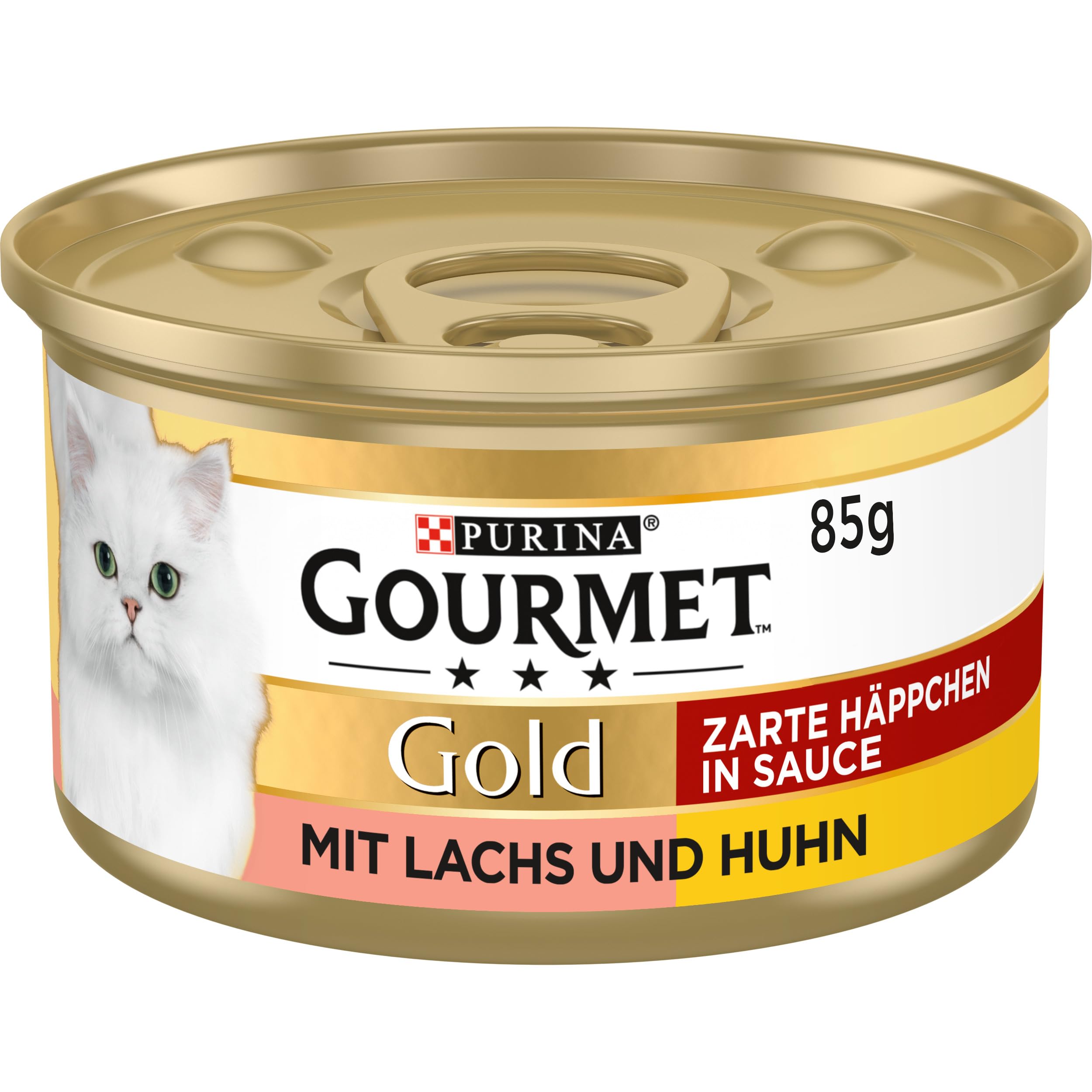 Gourmet PURINA GOURMET Gold Zarte Häppchen in Sauce Katzenfutter nass, mit Lachs und Huhn, 12er Pack (12 x 85g)