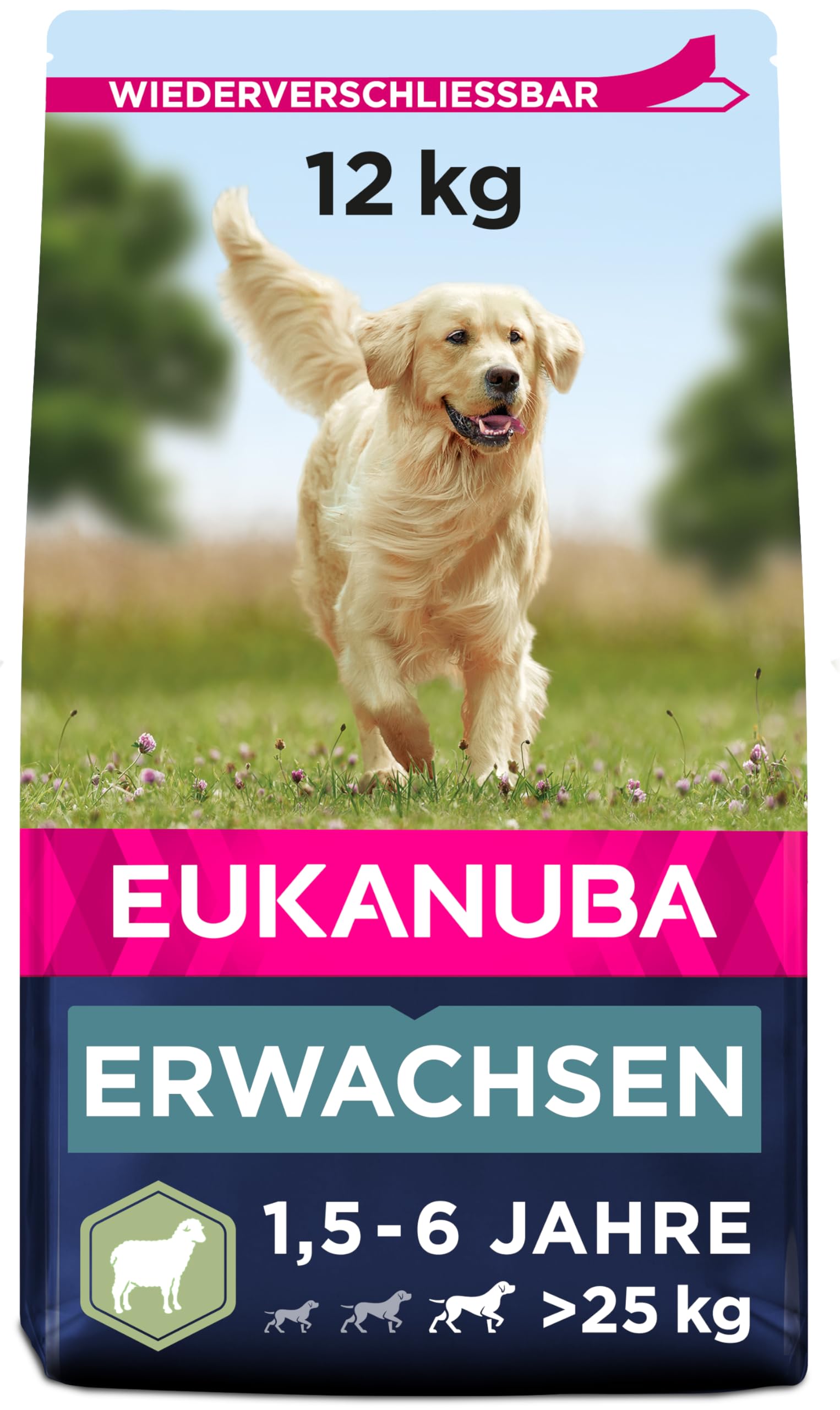 Eukanuba Hundefutter mit Lamm & Reis für große Rassen – Trockenfutter für ausgewachsene Hunde, 12 kg