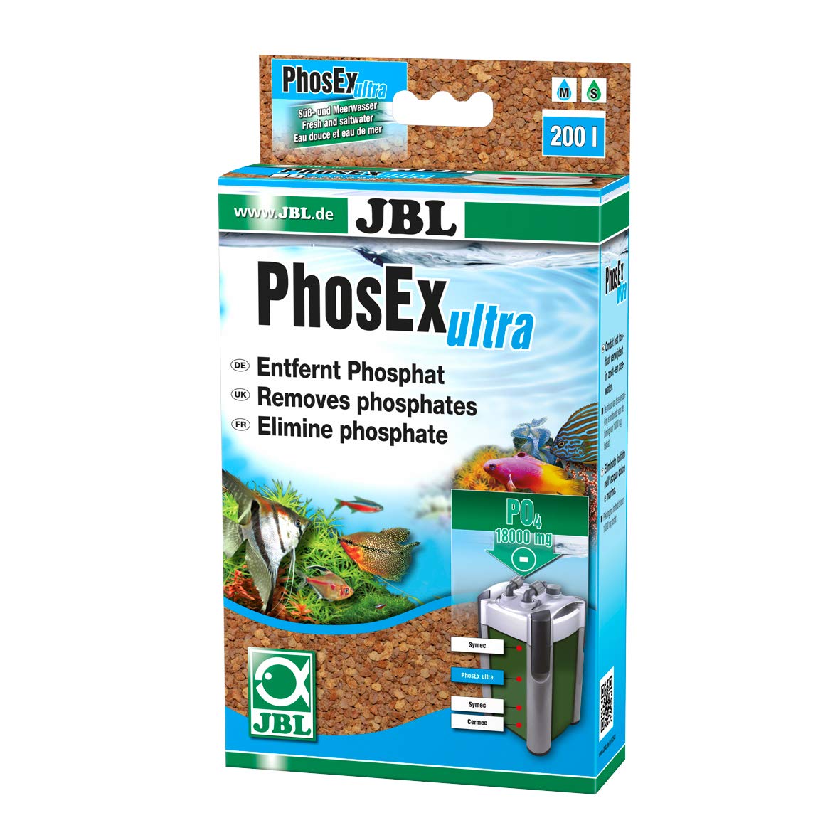 JBL PhosEx ultra 6254100, Filtermasse zur Entfernung von Phosphat aus Aquarienwasser, 340 g