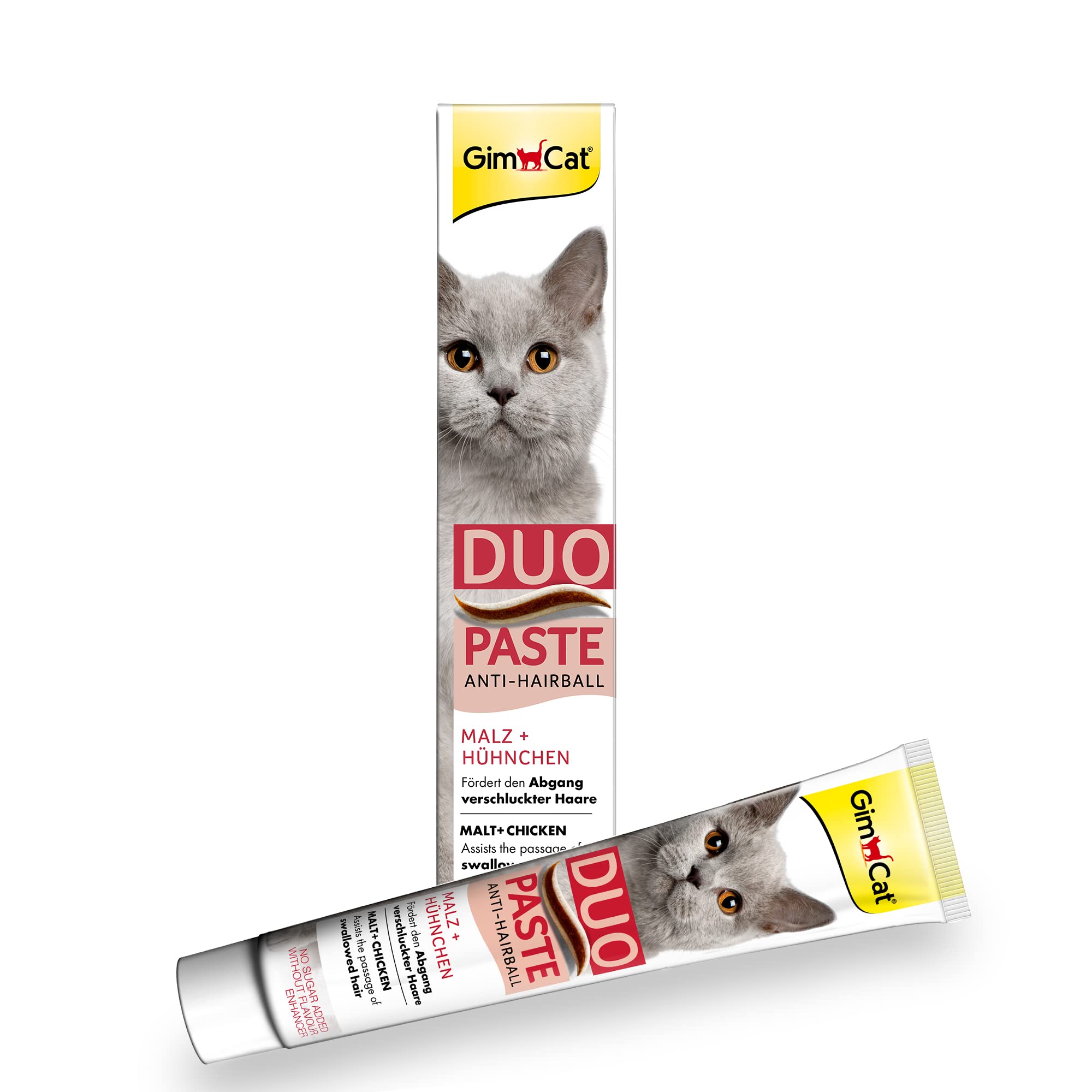 GimCat Duo Paste Anti-Hairball Malz und Hühnchen – Katzensnack fördert den Abgang verschluckter Haare – 1 Tube (1 x 50 g)