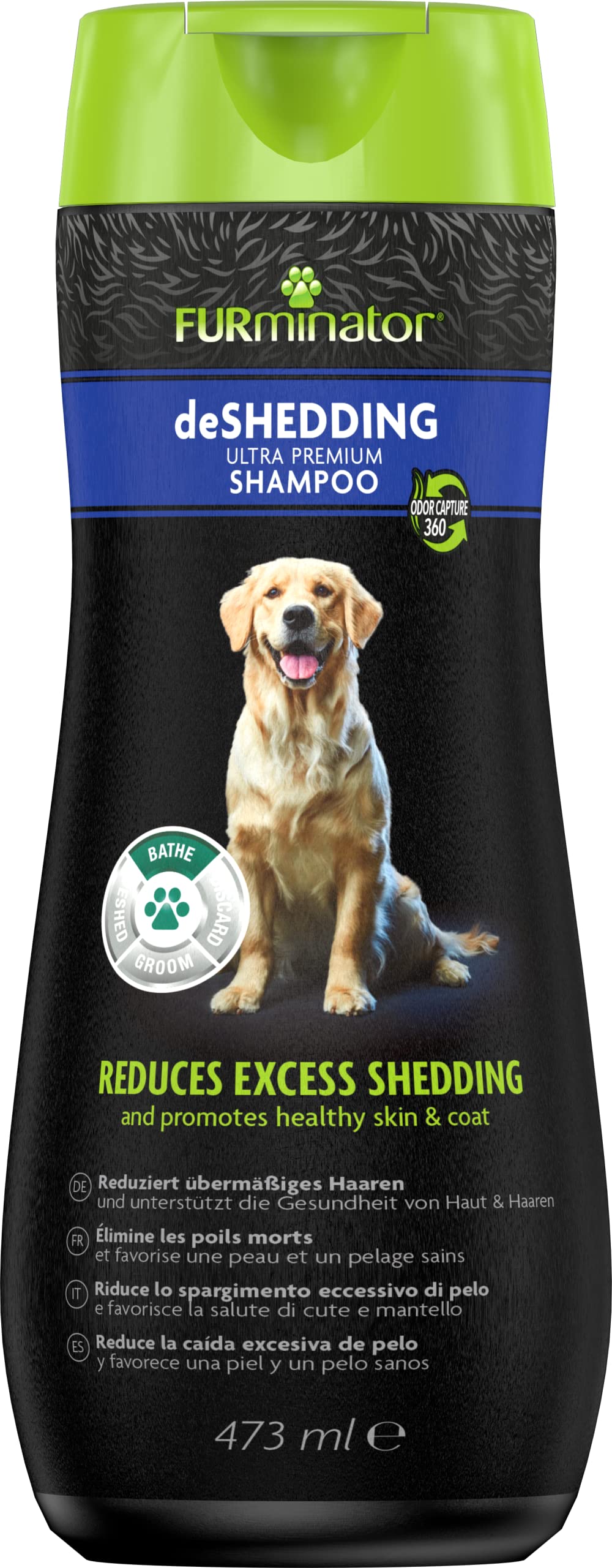 FURminator deShedding Hunde-Shampoo – Premium Shampoo für Hunde, löst effektiv lose Haare, 473 ml