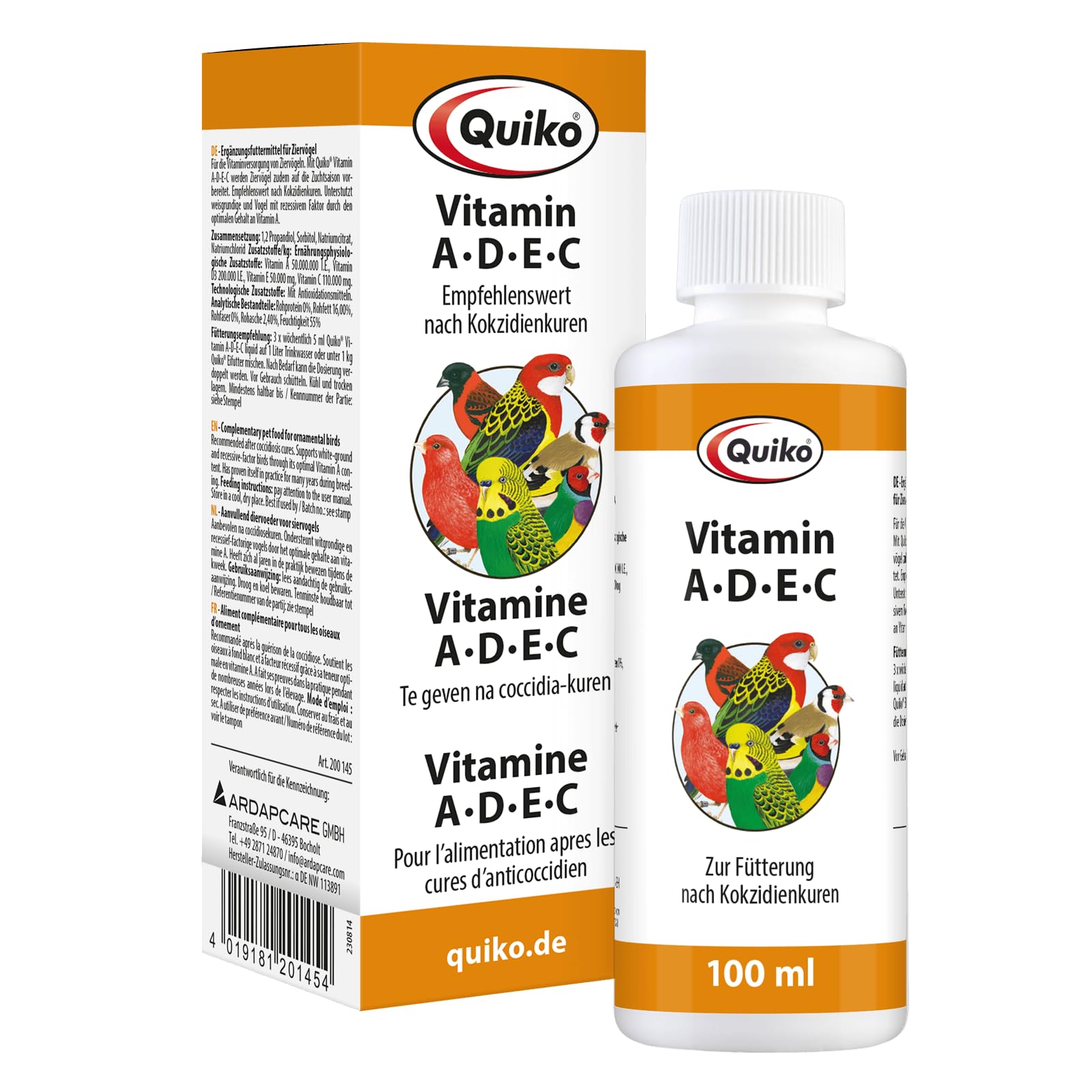 Quiko Vitamin A-D-E-C 100ml – Vitaminversorgung für Ziervögel