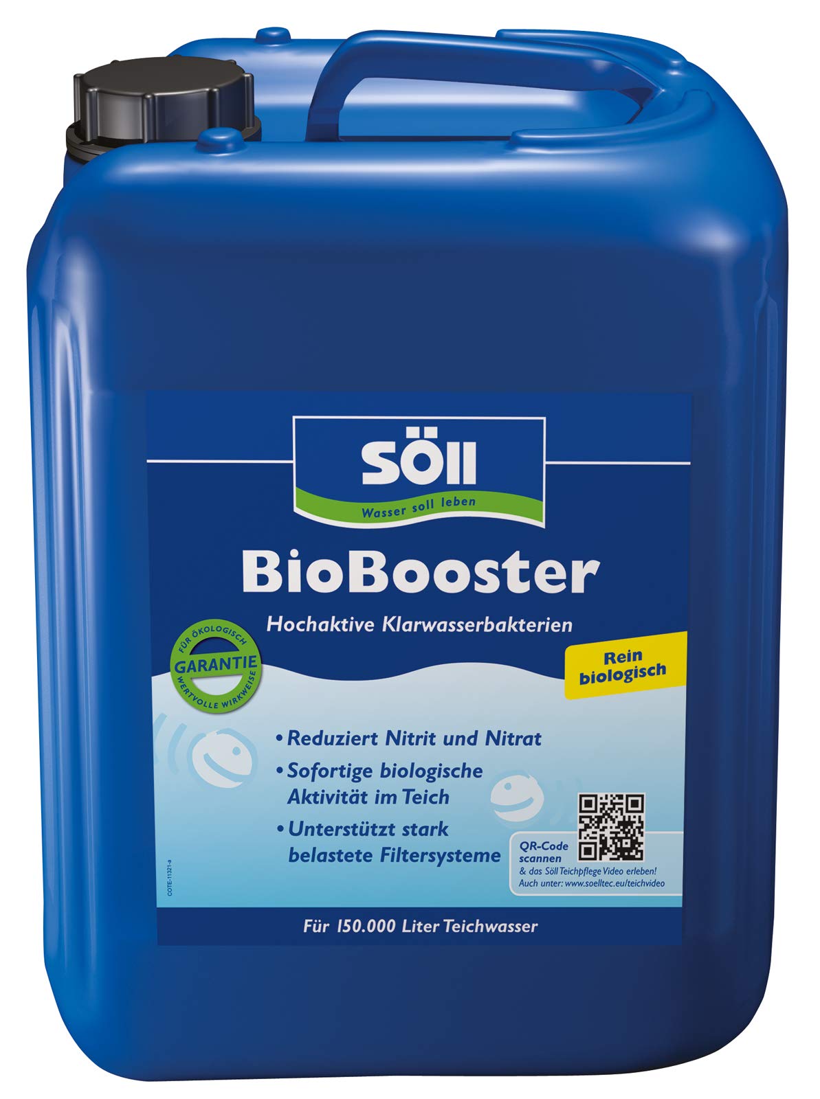 Söll 80409 BioBooster Teichbakterien für klares Wasser rein biologisch 5 l – hochaktive Klarwasserbakterien reduzieren Nitrit Nitrat im Gartenteich Fischteich Schwimmteich Koi-Teich