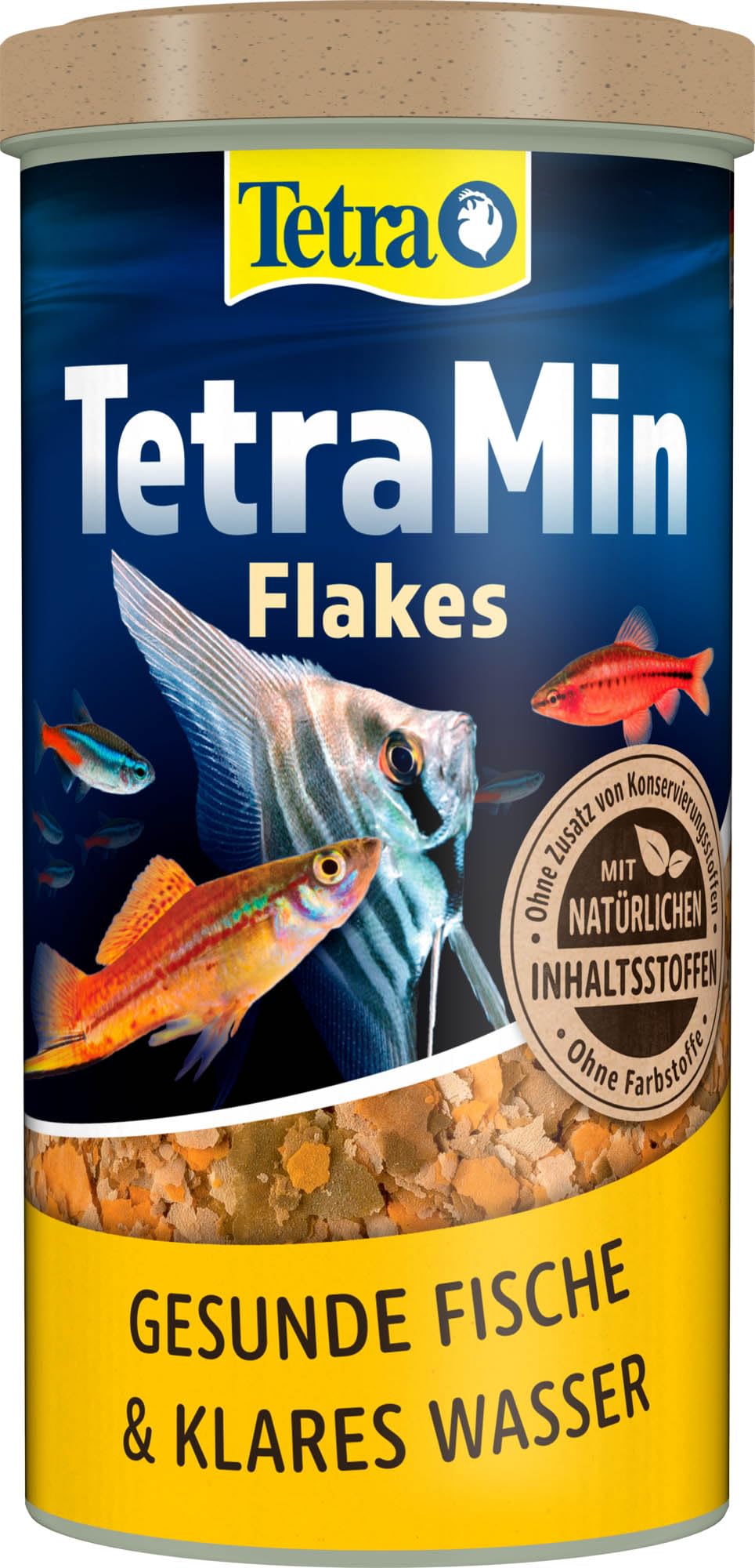 TetraMin Flakes – Fischfutter in Flockenform für alle Zierfische, ausgewogene Mischung für gesunde Fische und klares Wasser, 1 L Dose