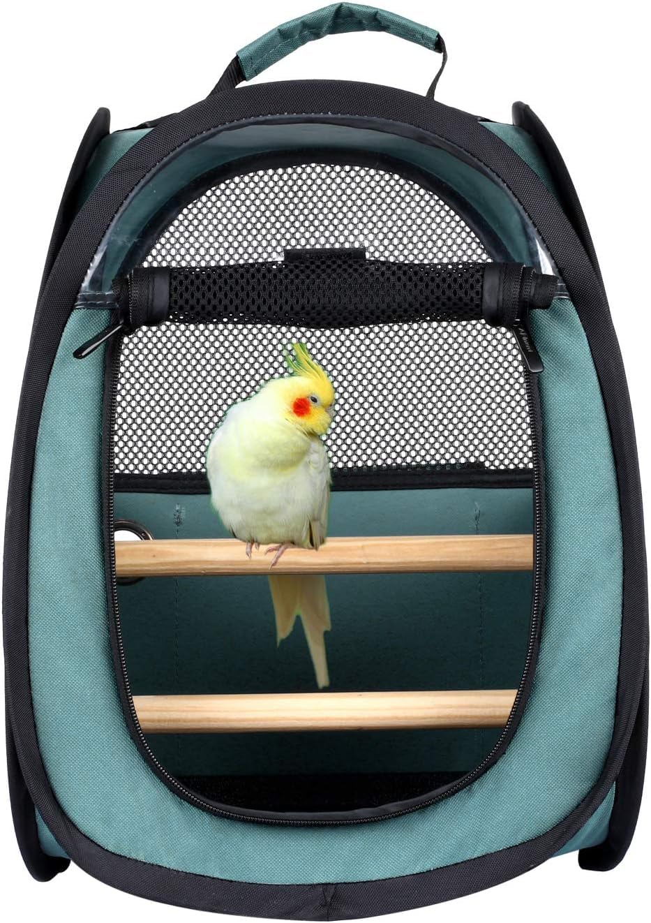 Akinerri Vogel-Reisetasche, kleine Vogel-Reisetasche, transparent, atmungsaktiv, Reisekäfig für Vögel, Papageien, inklusive Sitzstange und Bodenablage