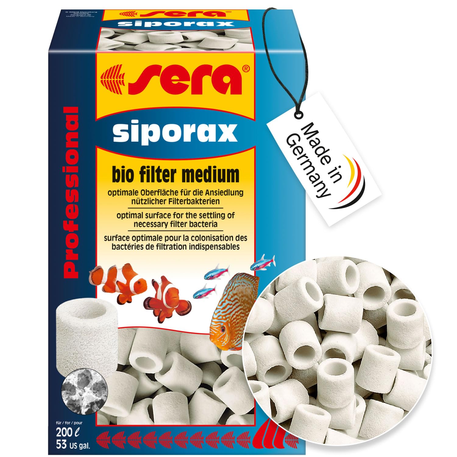 sera siporax Aquarium Filtermaterial 1000 ml (290g) | Maximale Optimierung der biologischen Filterung | Bio-Filter Medium | Biologische Filterung für Aquarien