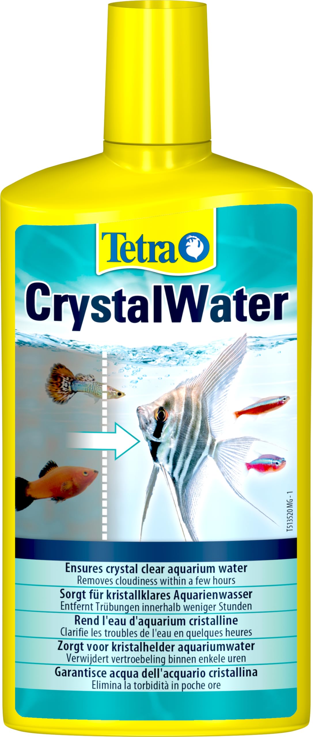 Tetra CrystalWater – Wasserklärer gegen Trübungen für kristallklares Wasser im Aquarium, bindet Schwebepartikel, 500 ml Flasche