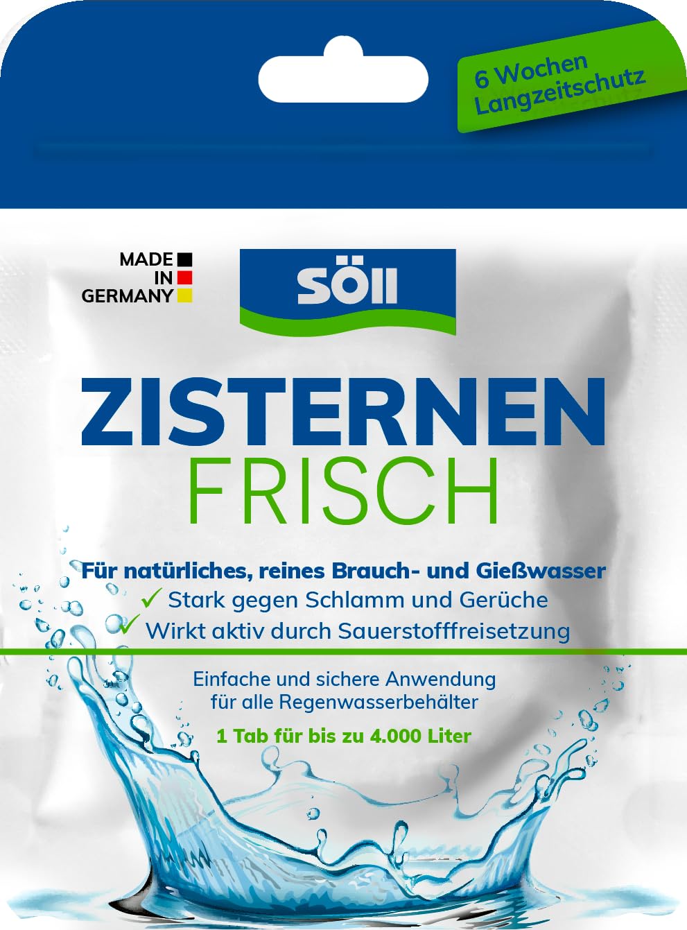 Söll 83543 ZisternenFrisch, 1 Tab – Pflegemittel zur Wasseraufbereitung von Regenwassertonnen