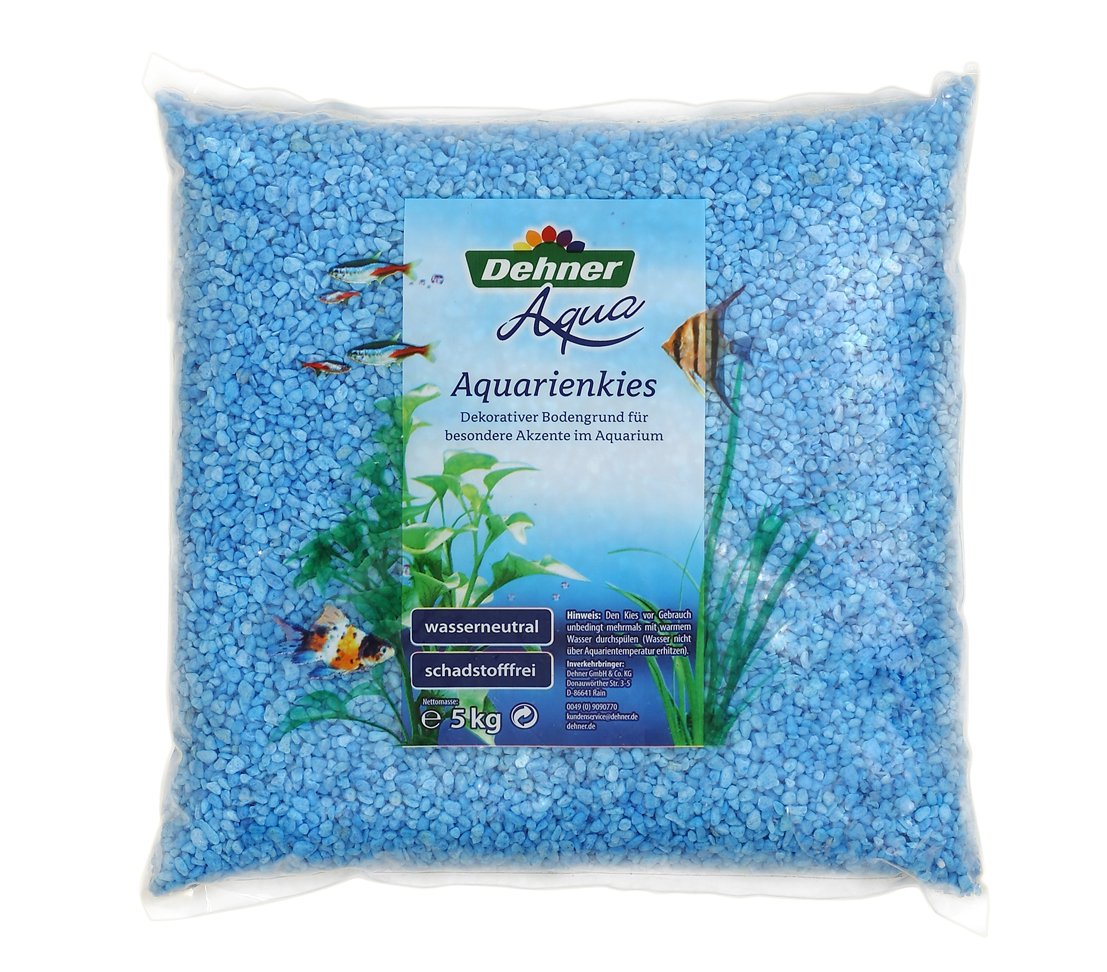 Dehner Aqua Aquarienkies, Körnung 4 – 6 mm, 5 kg, pastellblau