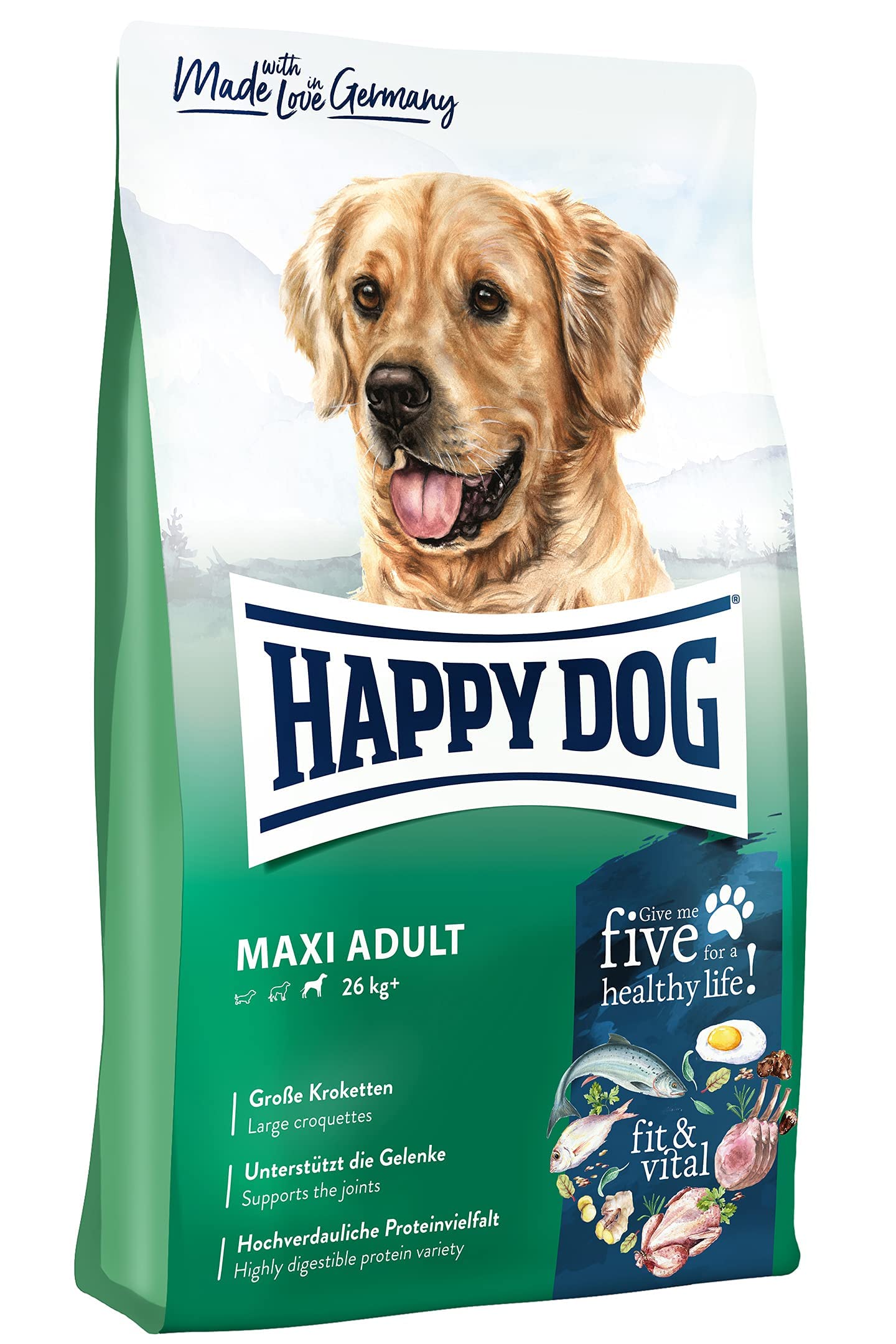 Happy Dog 60761 – Supreme fit & vital Maxi Adult – Hunde-Trockenfutter für große Hunde – 14 kg Inhalt