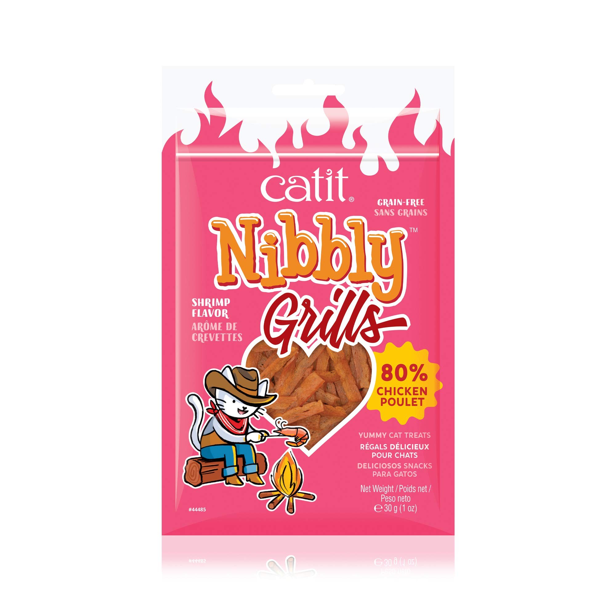 Catit Nibbly Grills, Kaustreifen aus Hühnchen und Garnelen, für Katzen, 30g