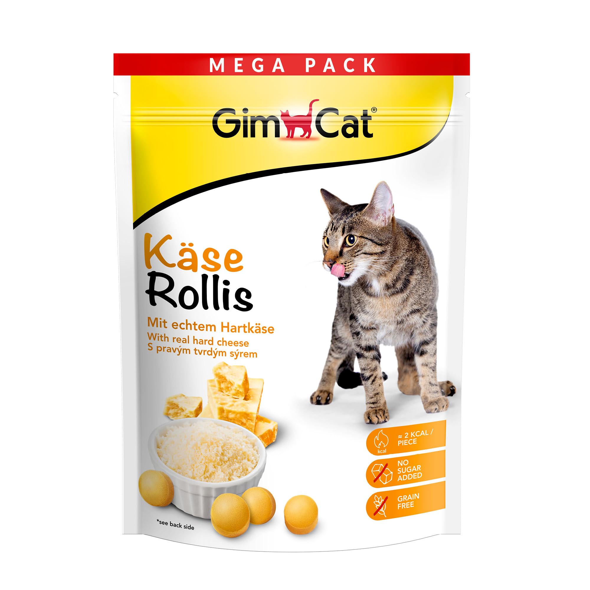 GimCat Käse Rollis – Getreidefreier und vitaminreicher Katzensnack mit echtem Hartkäse – 1 Beutel (1 x 425 g)