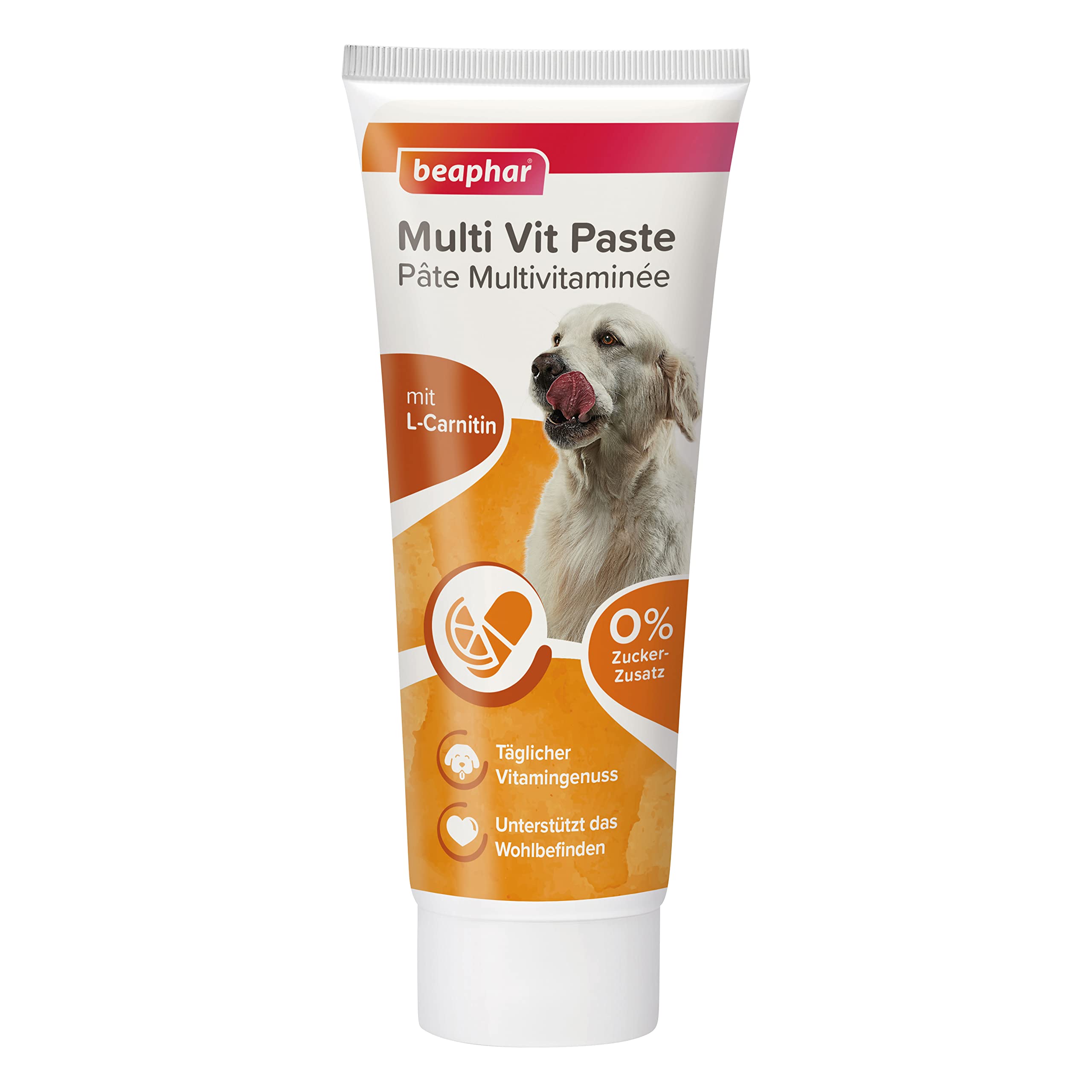 beaphar – Multi VIT Paste Hund – Für Hunde – Mit Biotin, L-Carnitin – Für Strapazierfähige Haut Und Schönes Fell – 0% Zucker-Zusatz – Täglicher Vitamingenuss – Unterstützt Das Wohlbefinden – 250 g