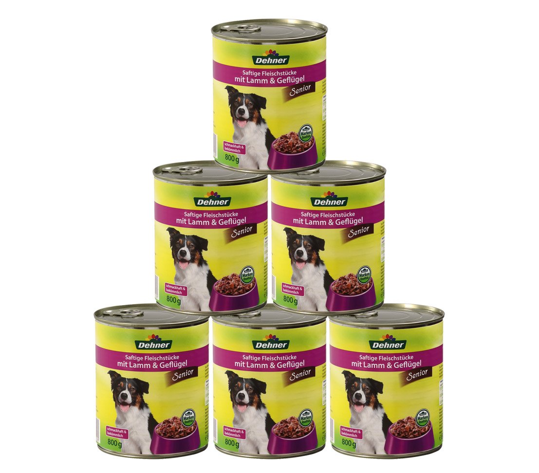 Dehner Lieblinge Hundefutter Senior, Lamm und Geflügel, 6 x 800 g (4.8 kg)