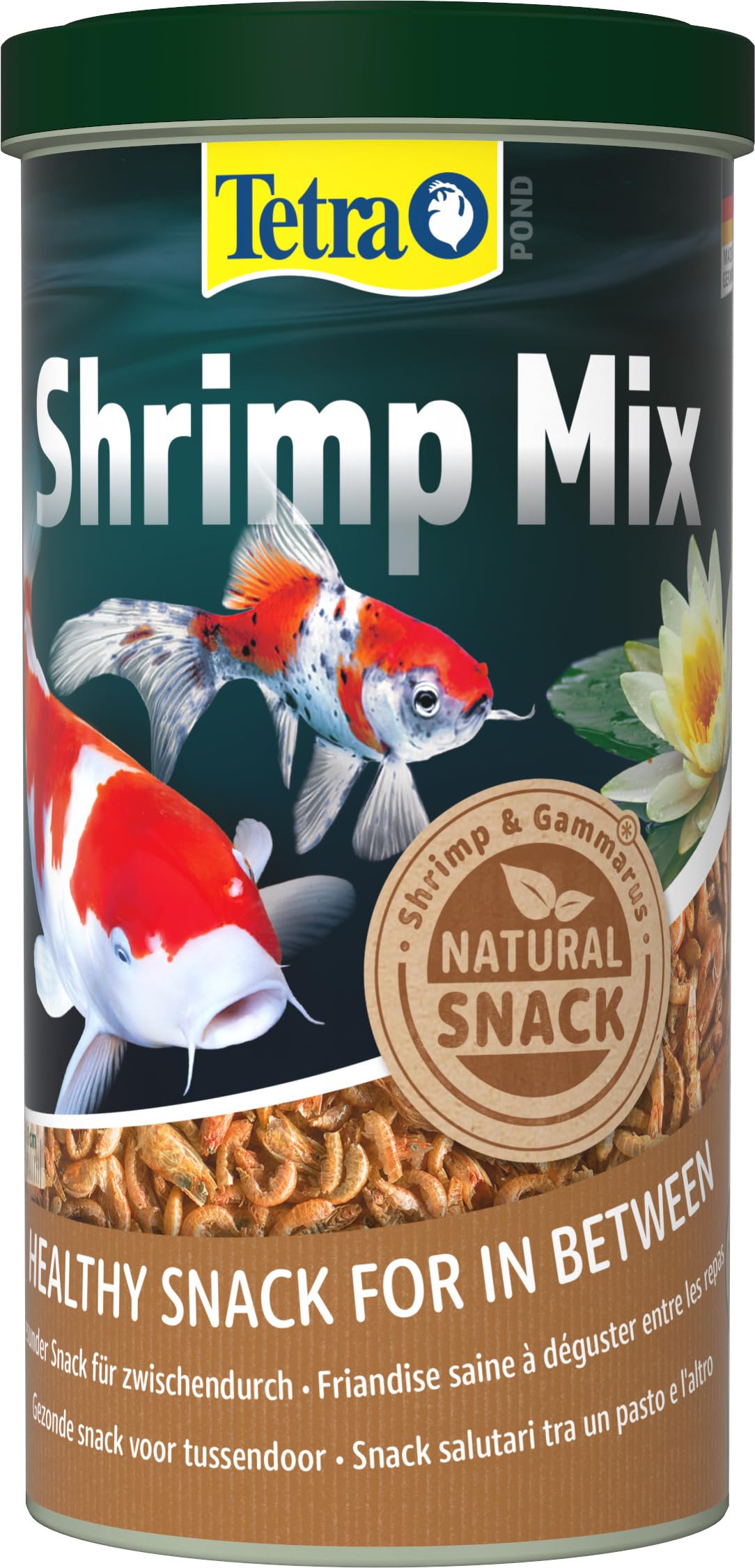 Tetra Pond Shrimp Mix – Snack für Teichfische aus natürlichen Shrimps und Gammarus, reich an Proteinen, 1 L Dose