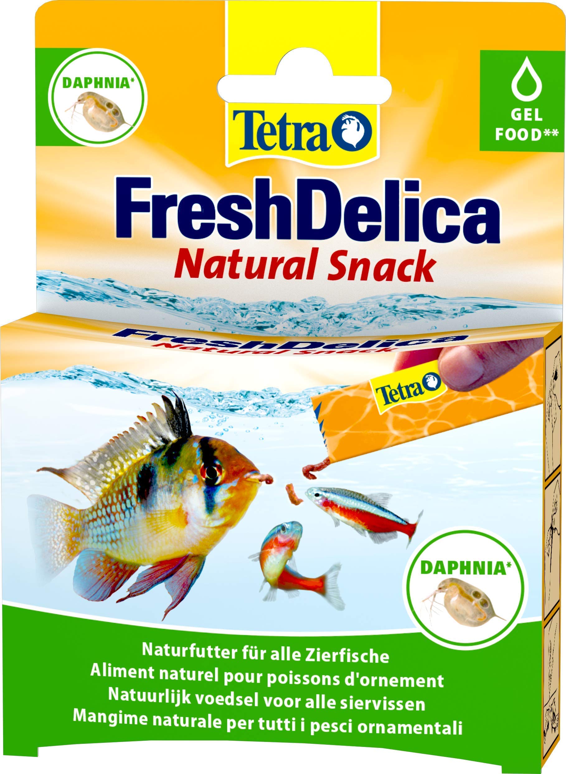 Tetra FreshDelica Daphnia – natürlicher Snack mit Wasserflöhen für Zierfische, Leckerbissen in Gelee, 16 x 3 g Beutel