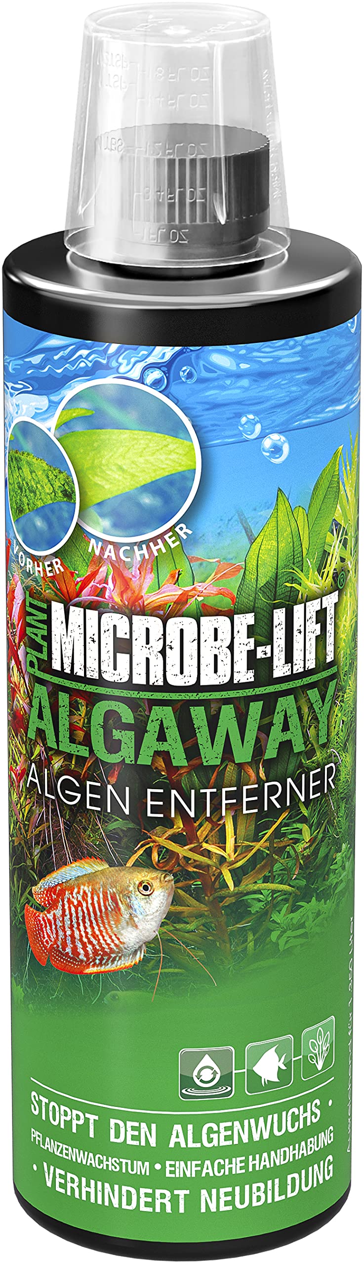 MICROBE-LIFT Algaway – 473 ml – Algenvernichter – Schnelle & effektive Algenbekämpfung für Süßwasseraquarien, verhindert Neubildung, sicher für Fische und Pflanzen