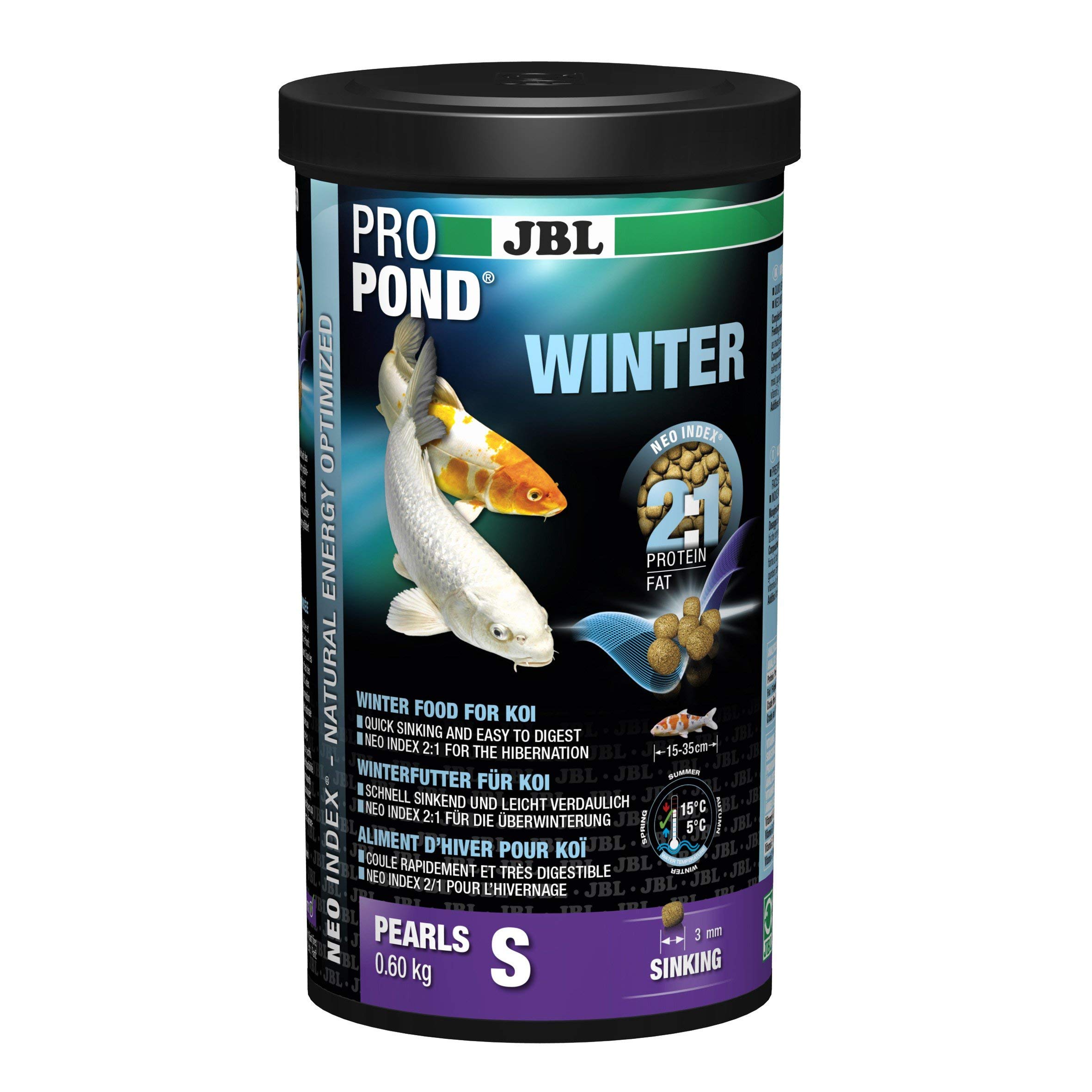 JBL Winterfutter für Koi, Sinkende Futterperlen, Saisonfutter, PROPOND WINTER, Größe S, 600 g