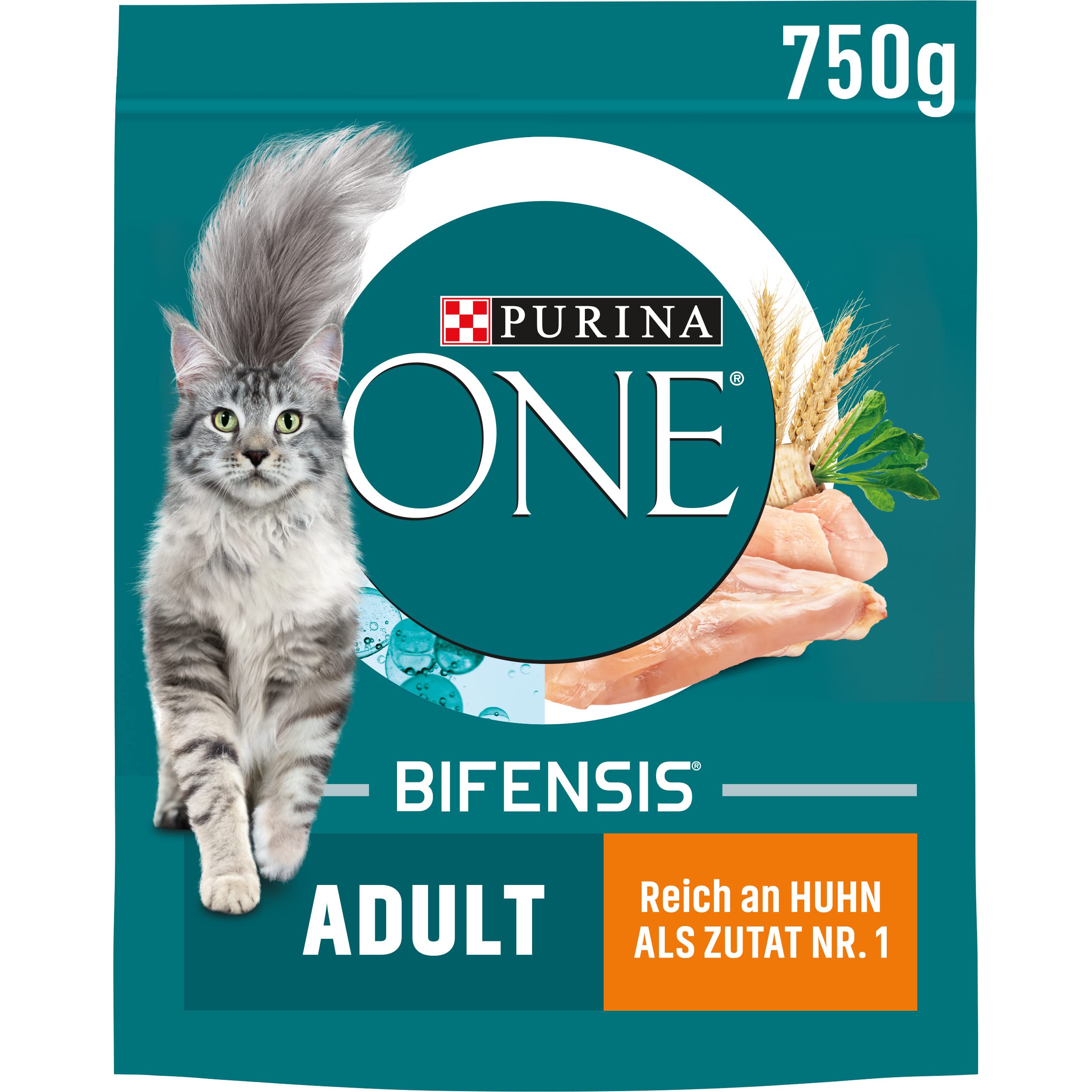 PURINA ONE BIFENSIS Adult Katzenfutter trocken, reich an Huhn, 6er Pack (6 x 750g)