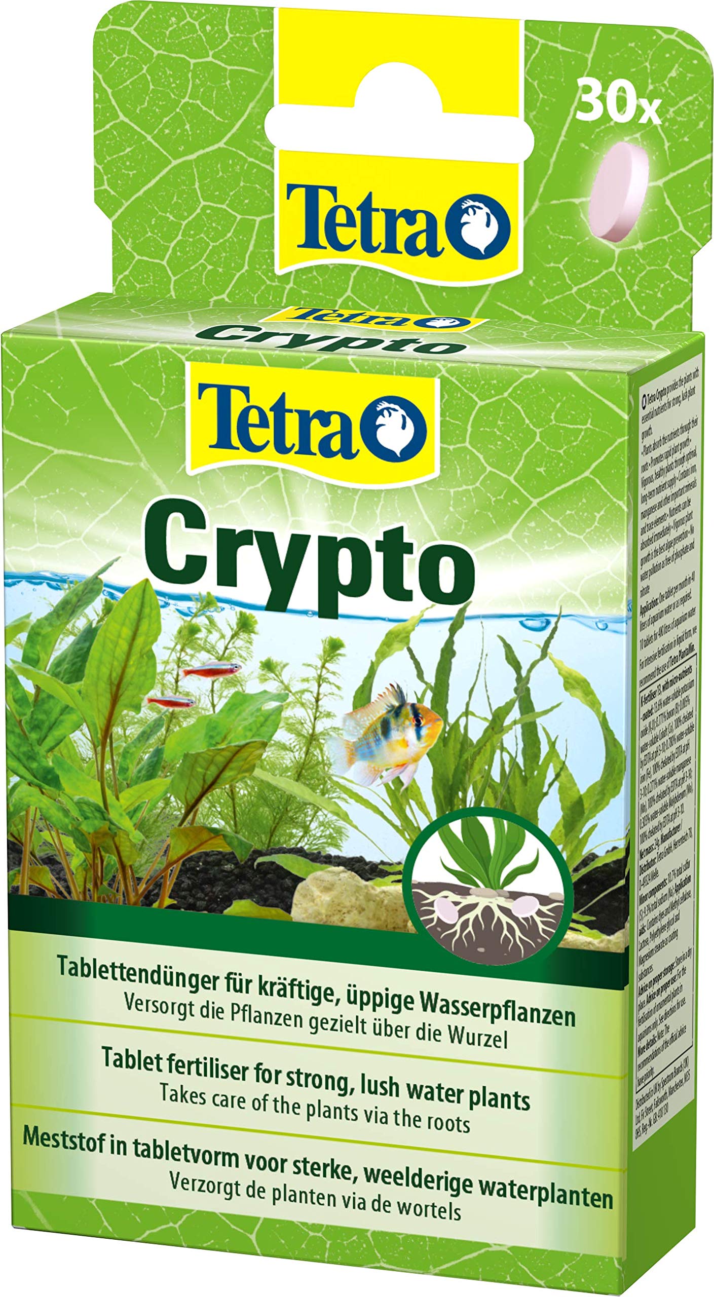 Tetra Crypto Düngetabletten – für üppige und gesunde Wurzelbildung der Wasserpflanzen im Aquarium, 30 Tabletten