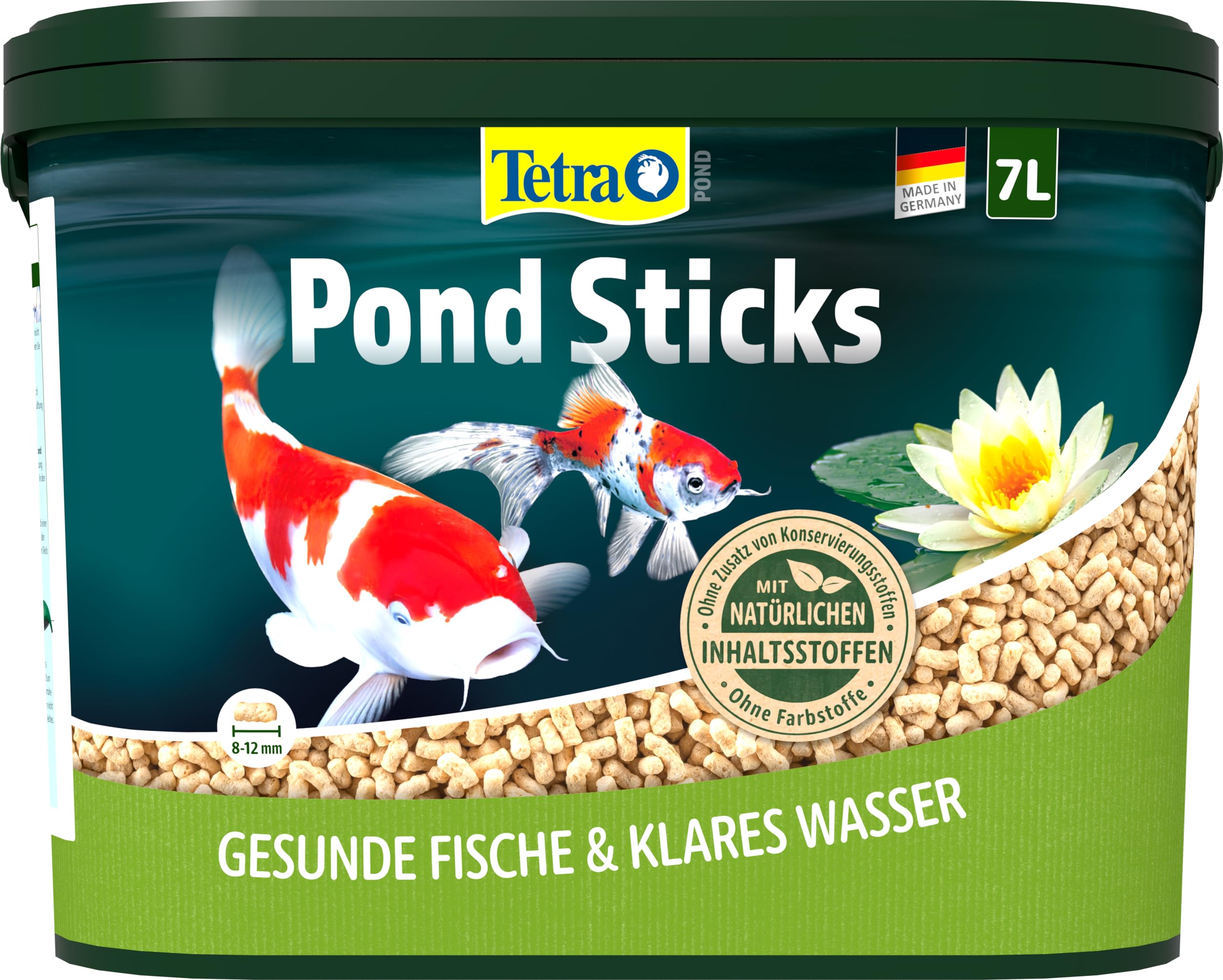 Tetra Pond Sticks – Fischfutter für alle Teichfische, unterstützt gesunde Fische und klares Wasser im Teich, 7 L Eimer