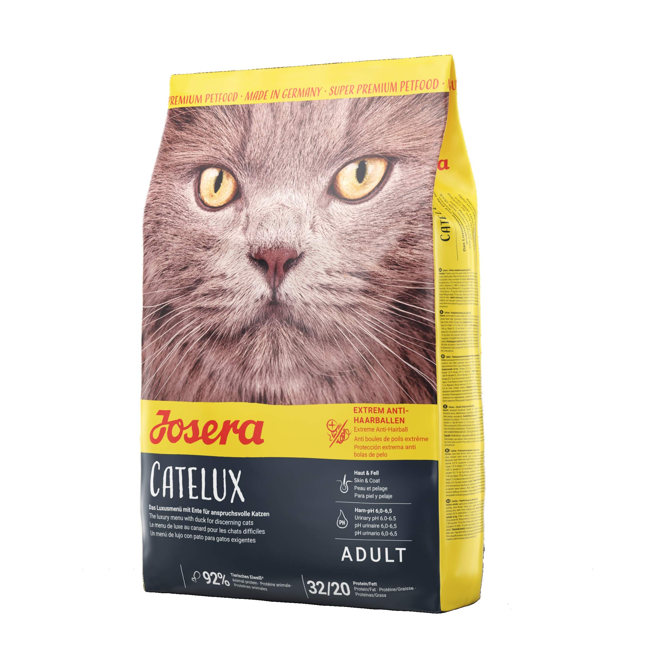 JOSERA Catelux (1 x 2 kg) | Mit schmackhaftem Entenprotein & Kartoffel für anspruchsvolle Katzen | Super Premium Trockenfutter für ausgewachsene Katzen | 1er Pack