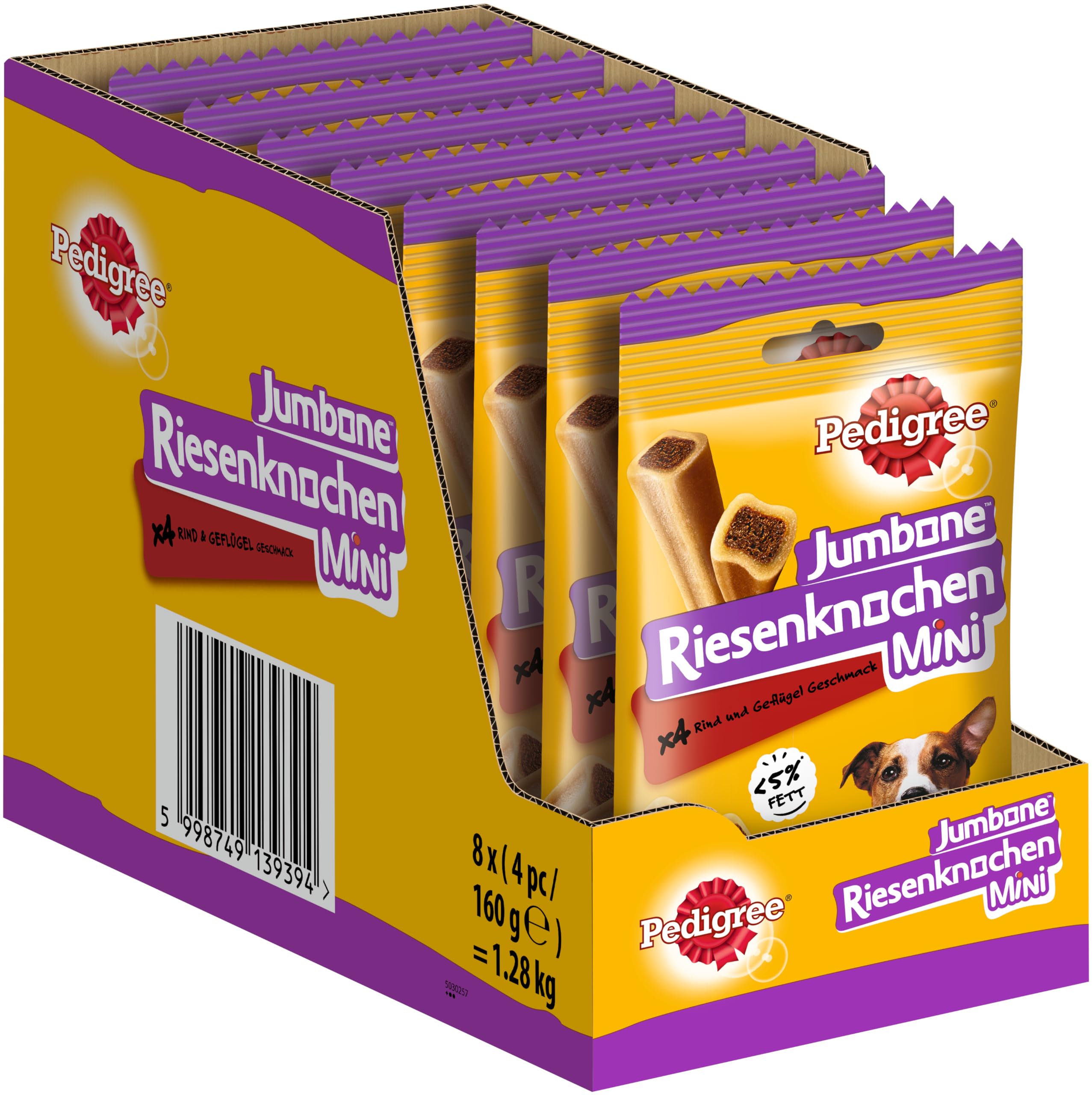 Pedigree Hundesnacks Riesenknochen für kleine Hunde mit Rind & Geflügel, 32 Stück (8 x 4 Stück)