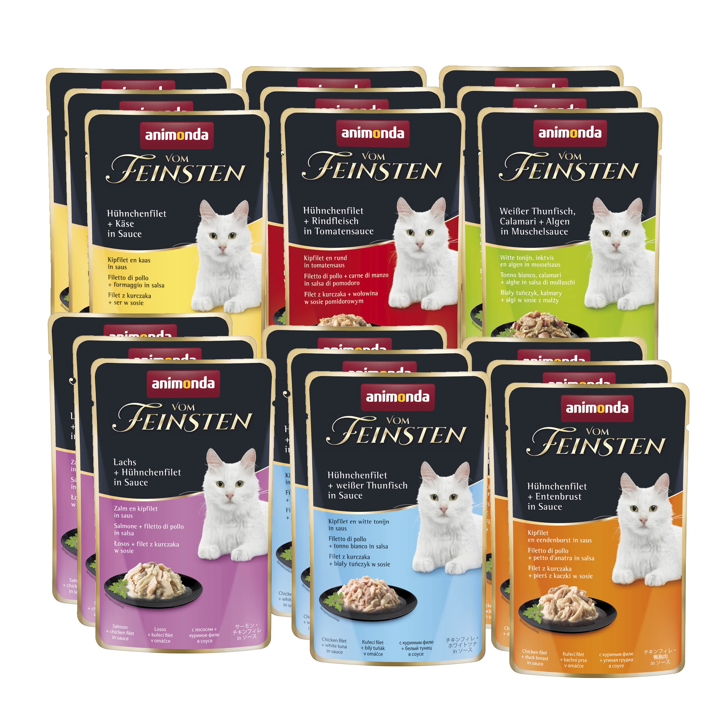 vom Feinsten Katzenfutter nass Filet Kreationen Mix (18 x 50g), Katzenfutter nass ohne Getreide und Zucker von animonda, mitfrischen, fleischlichen Zutaten