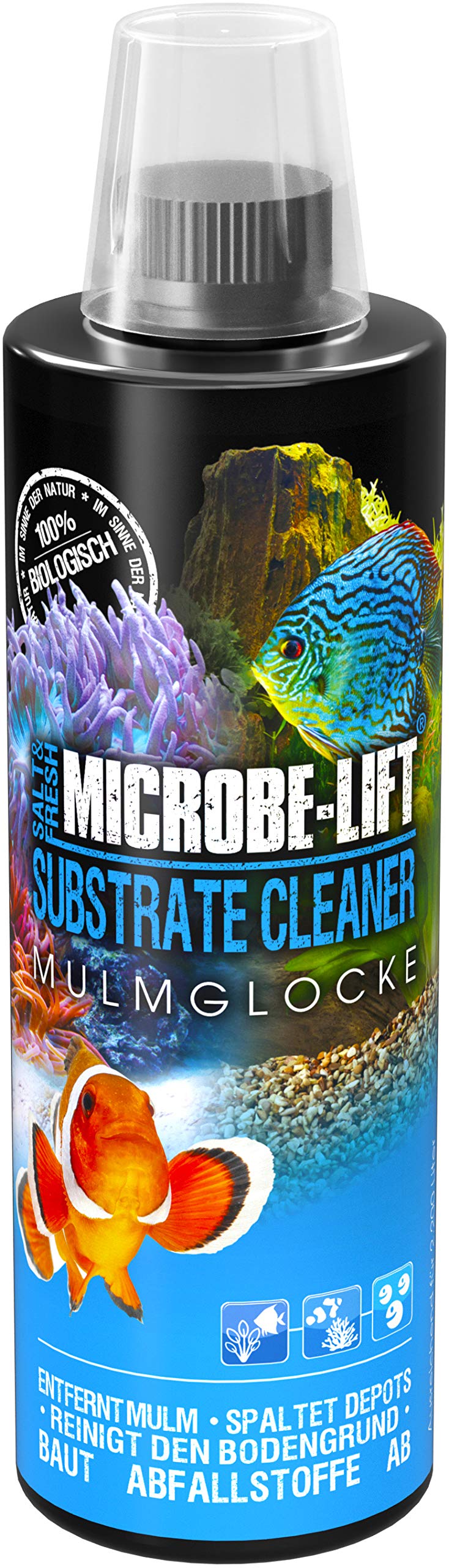 MICROBE-LIFT Substrate Cleaner – 473 ml – 100% biologische Bodenreinigung für Meer- & Süßwasseraquarien, entfernt Mulm & Schmutz, unterstützt gesundes Aquarienleben.