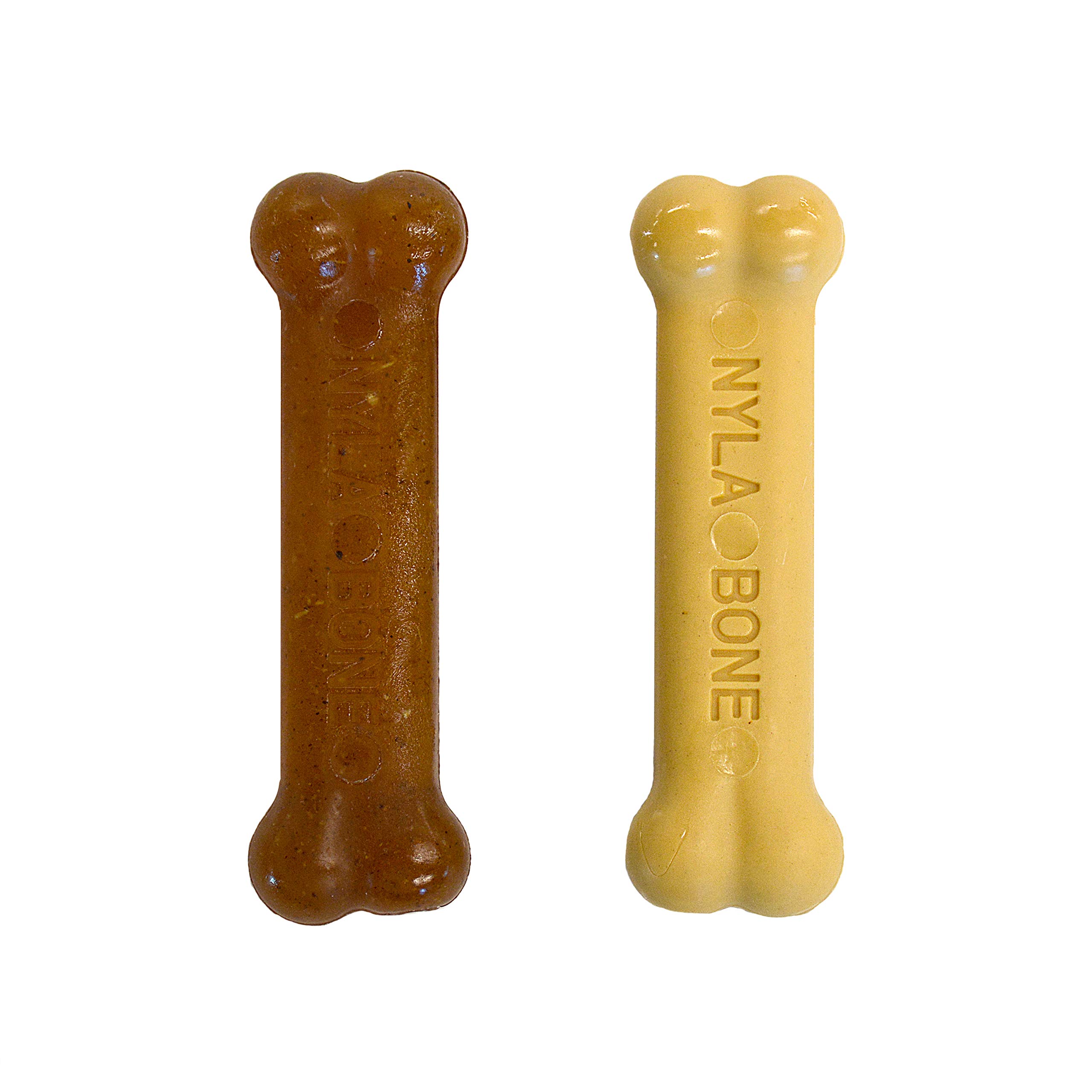 Nylabone, Kauknochen für Welpen und Zahnpflege-Spielzeug für zahnende Welpen, Wohltuender Kauknochen, für kleine Welpen bis 11kg, für sanft kauende/zahnende Hunde, Hühnchen und Erdnussbutter, 2er-Pack