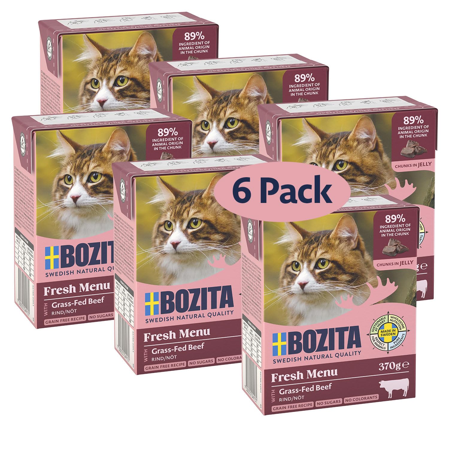 Bozita Häppchen in Gelee mit Rinderhack Multibox 6x370g im Tetra