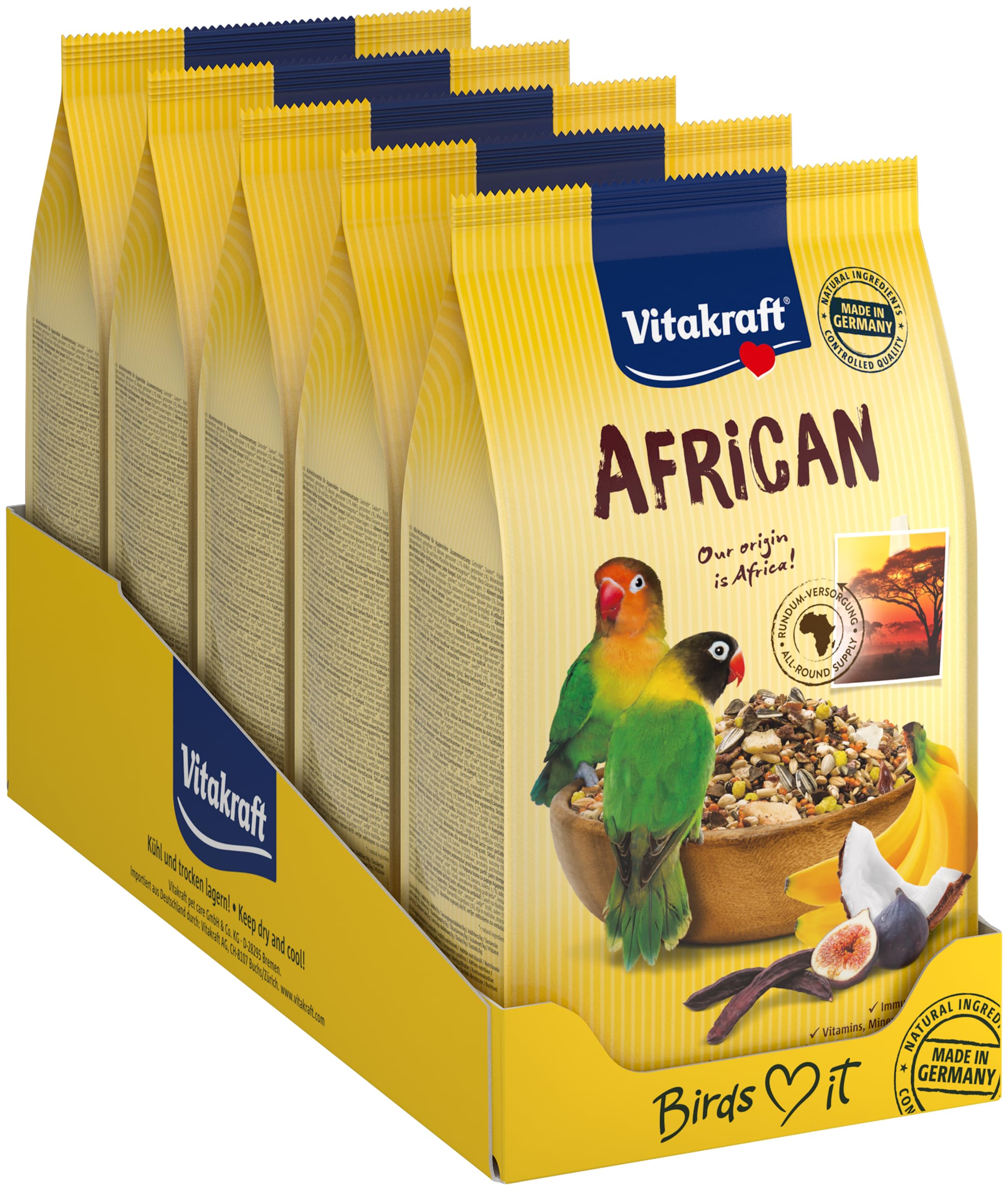 Vitakraft Vogelfutter afrik. Kleinpapagei African, 5x 750g