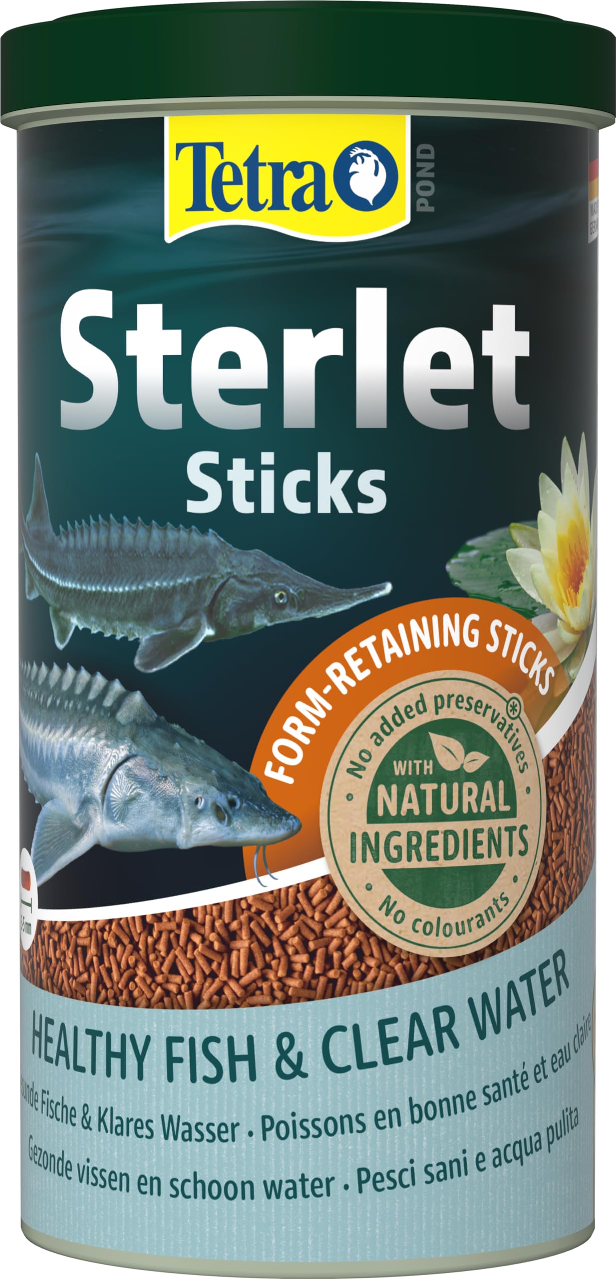 Tetra Pond Sterlet Sticks – Fischfutter für im Teich lebende Sterlets und Störe, berücksichtigen das natürliche Fressverhalten, 1 L Dose