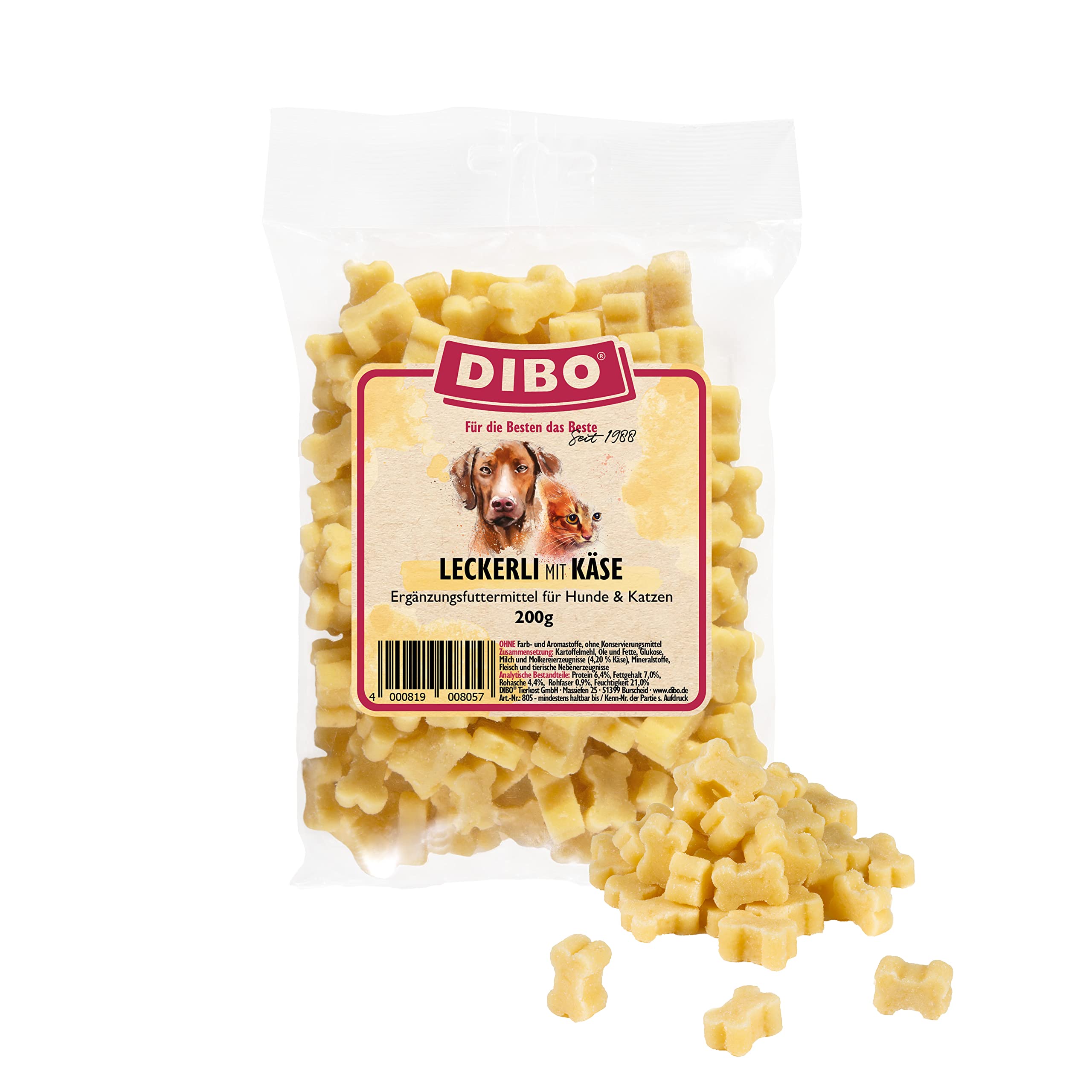 DIBO Leckerli mit Käse, 200g Beutel – Hundesnack klein und praktisch Training Hundeleckerlies, gesund und lecker, Belohnung für Hund und Katze