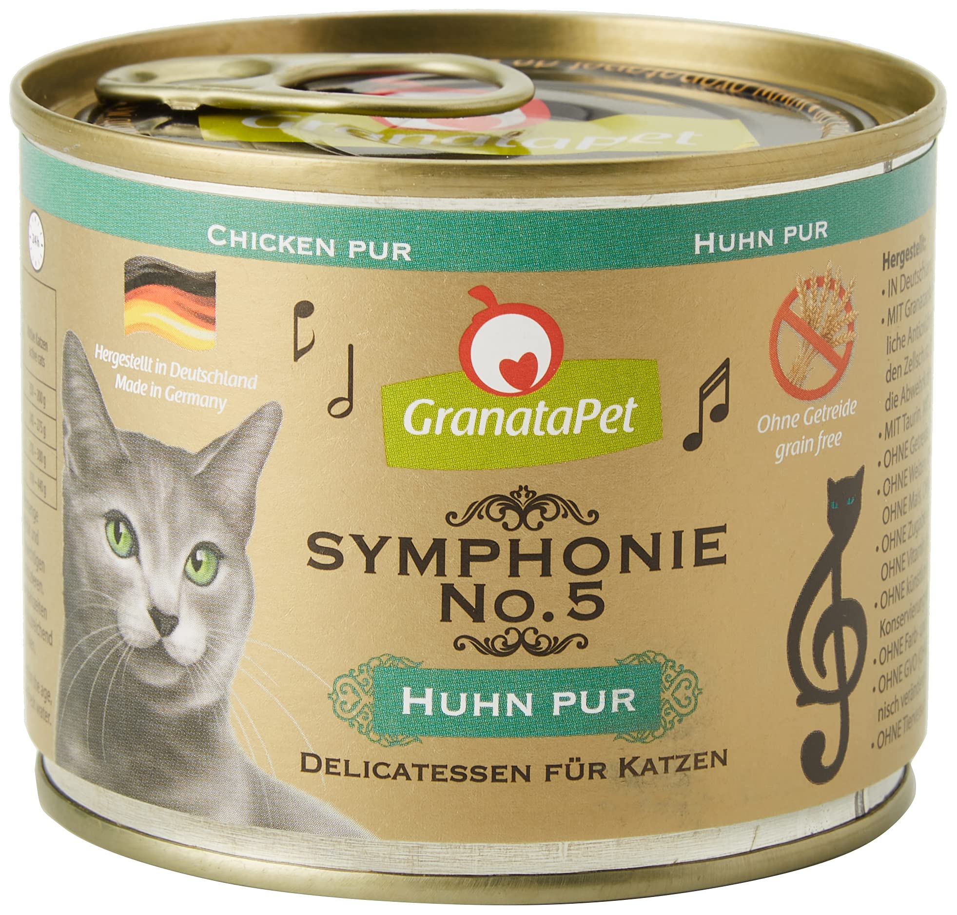 GranataPet Symphonie No. 5 Huhn PUR , Katzenfutter ohne Getreide & Zuckerzusätze, Filet in natürlichem Gelee, delikates Nassfutter für Katzen, 6 x 200 g