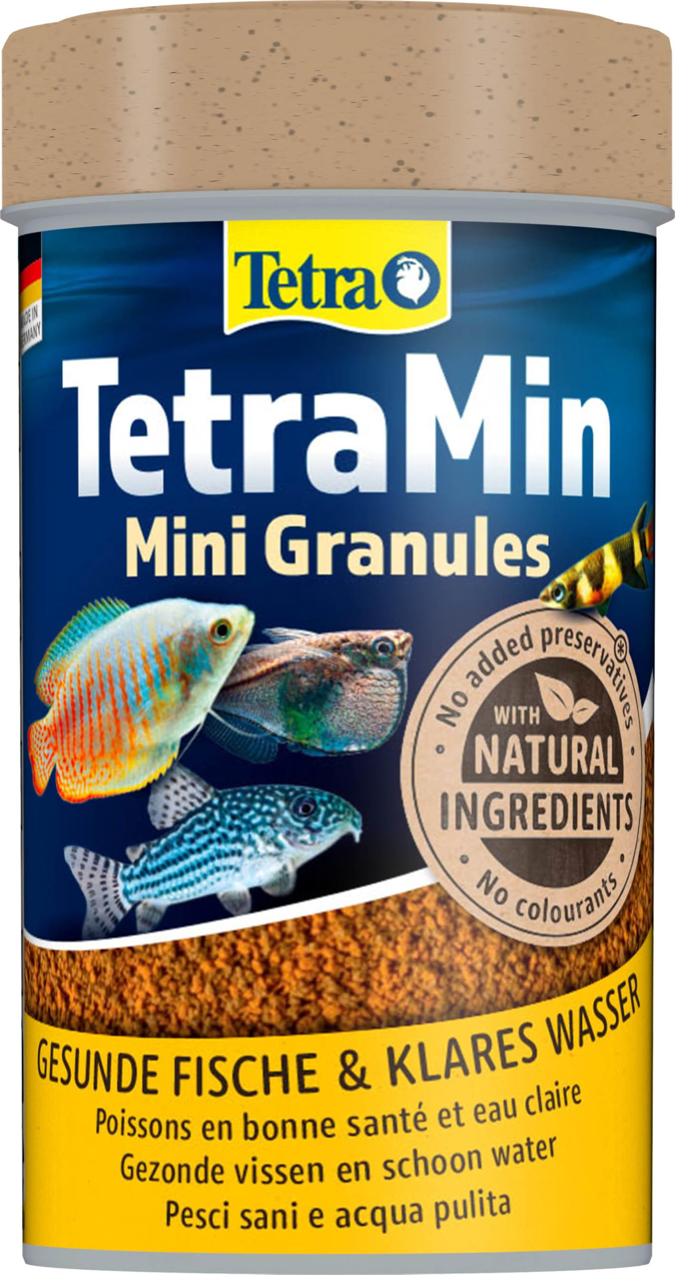 TetraMin Mini Granules – langsam absinkendes Fischfuter für kleine Zierfische wie z.B. Salmler und Barben, 100 ml Dose