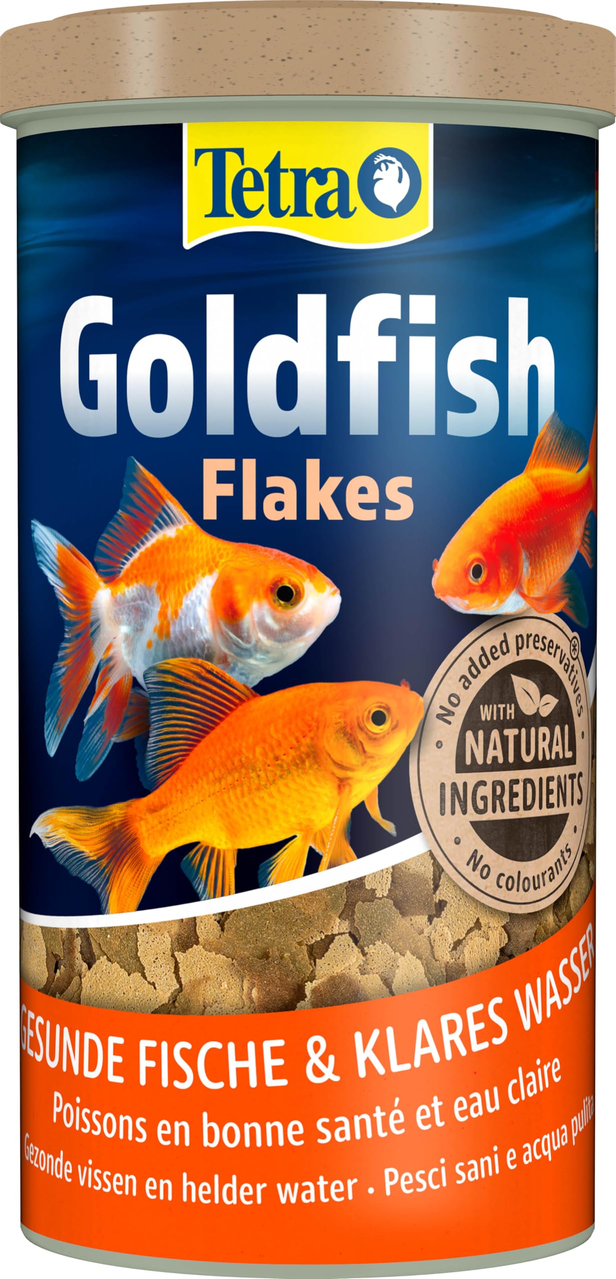 Tetra Goldfish Flakes – Flocken-Fischfutter für alle Goldfische und andere Kaltwasserfische, 1 L Dose