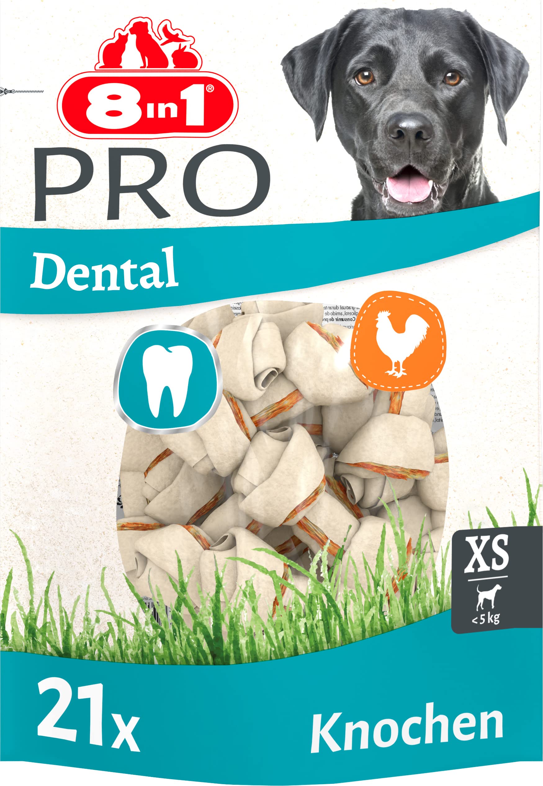 8in1 Pro Dental Knochen XS – gesunde Kauknochen für mini Hunde zur Zahnpflege, 21 Stück