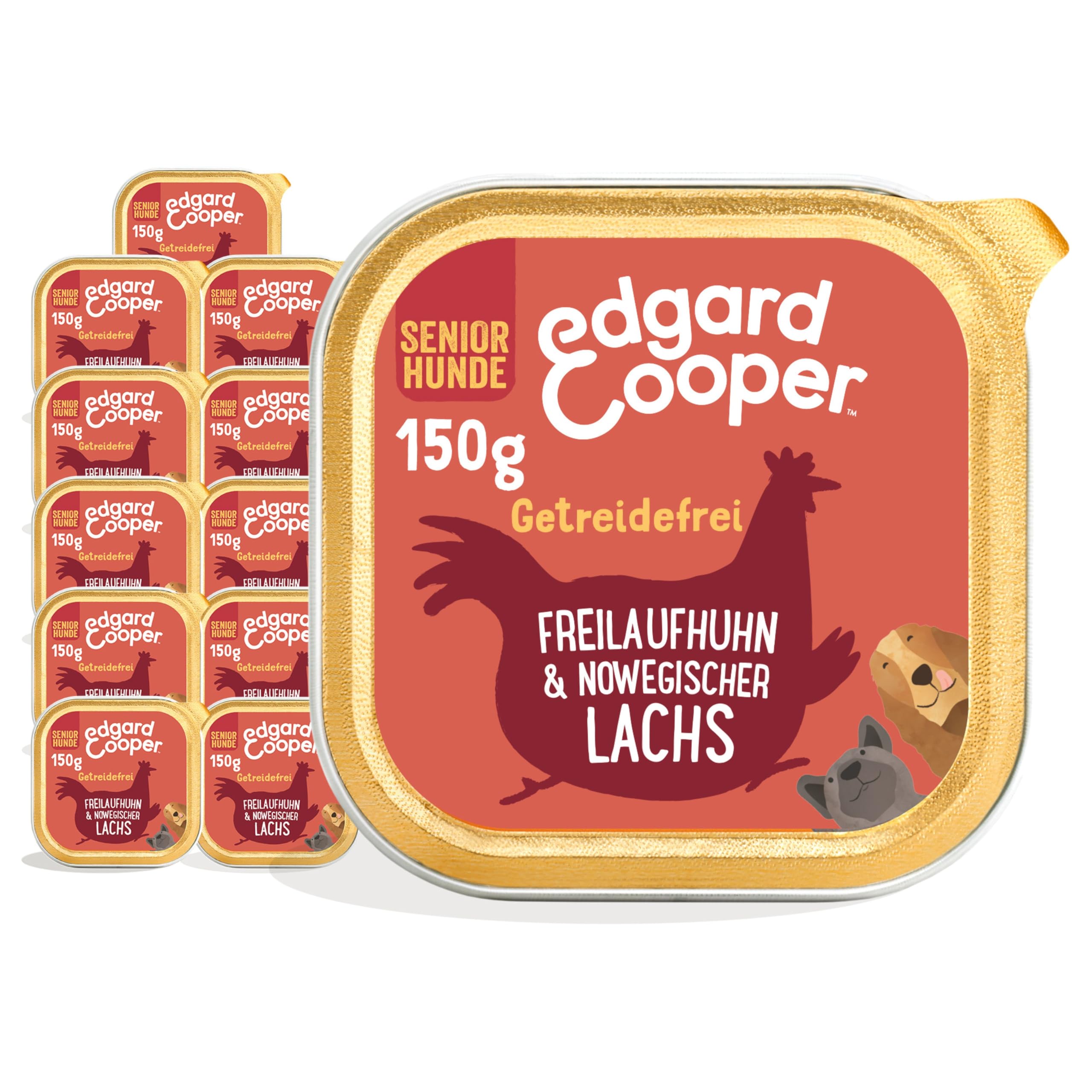 Edgard & Cooper Nassfutter für Senior Hunde, (Lachs & Huhn, 150 x 11), Getreidefrei, natürliche Zutaten und frisches Fleisch, voller essentieller Aminosäuren