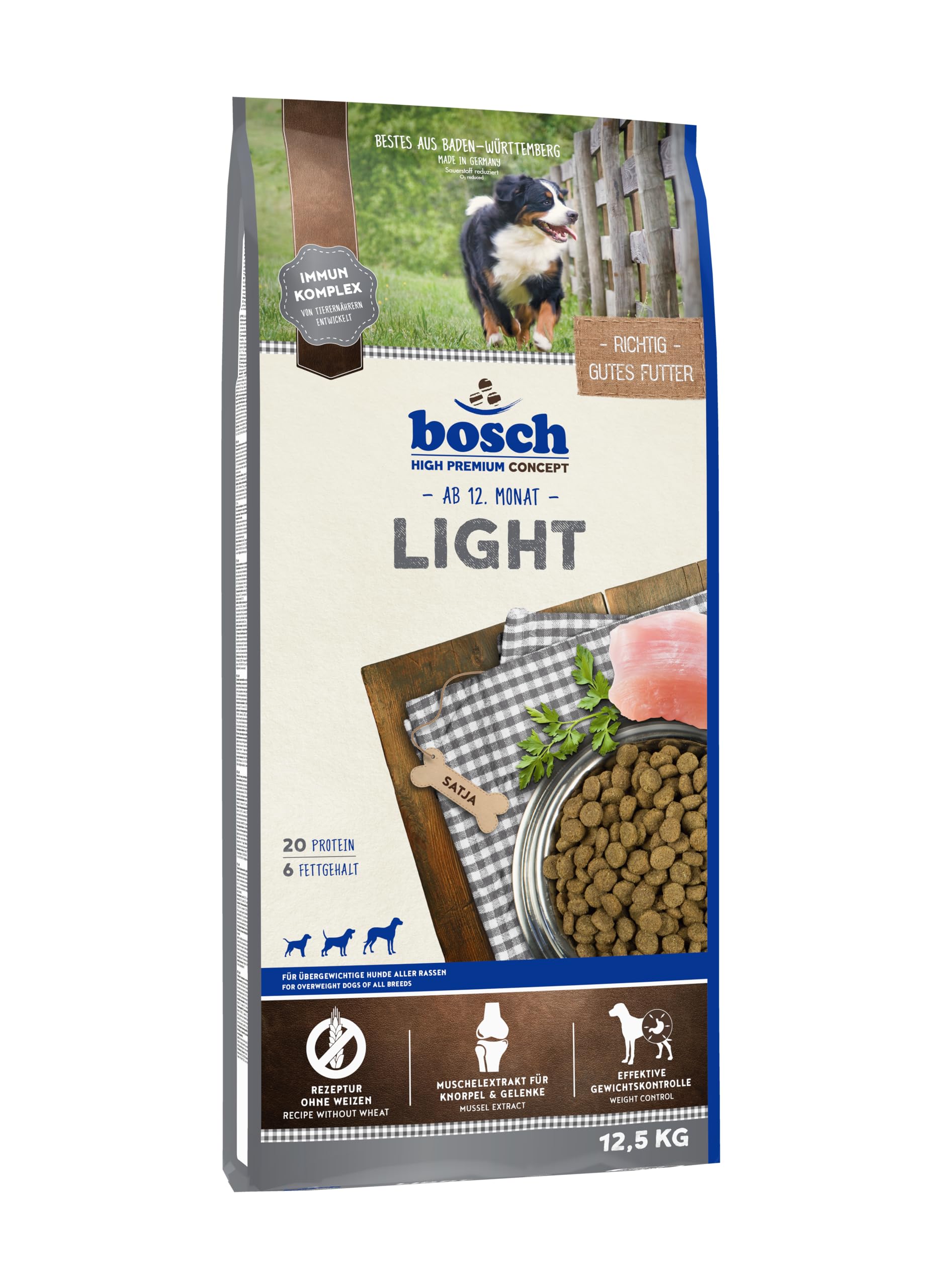 bosch HPC Light | Hundetrockenfutter für übergewichtige Hunde aller Rassen | 1 x 12.5 kg