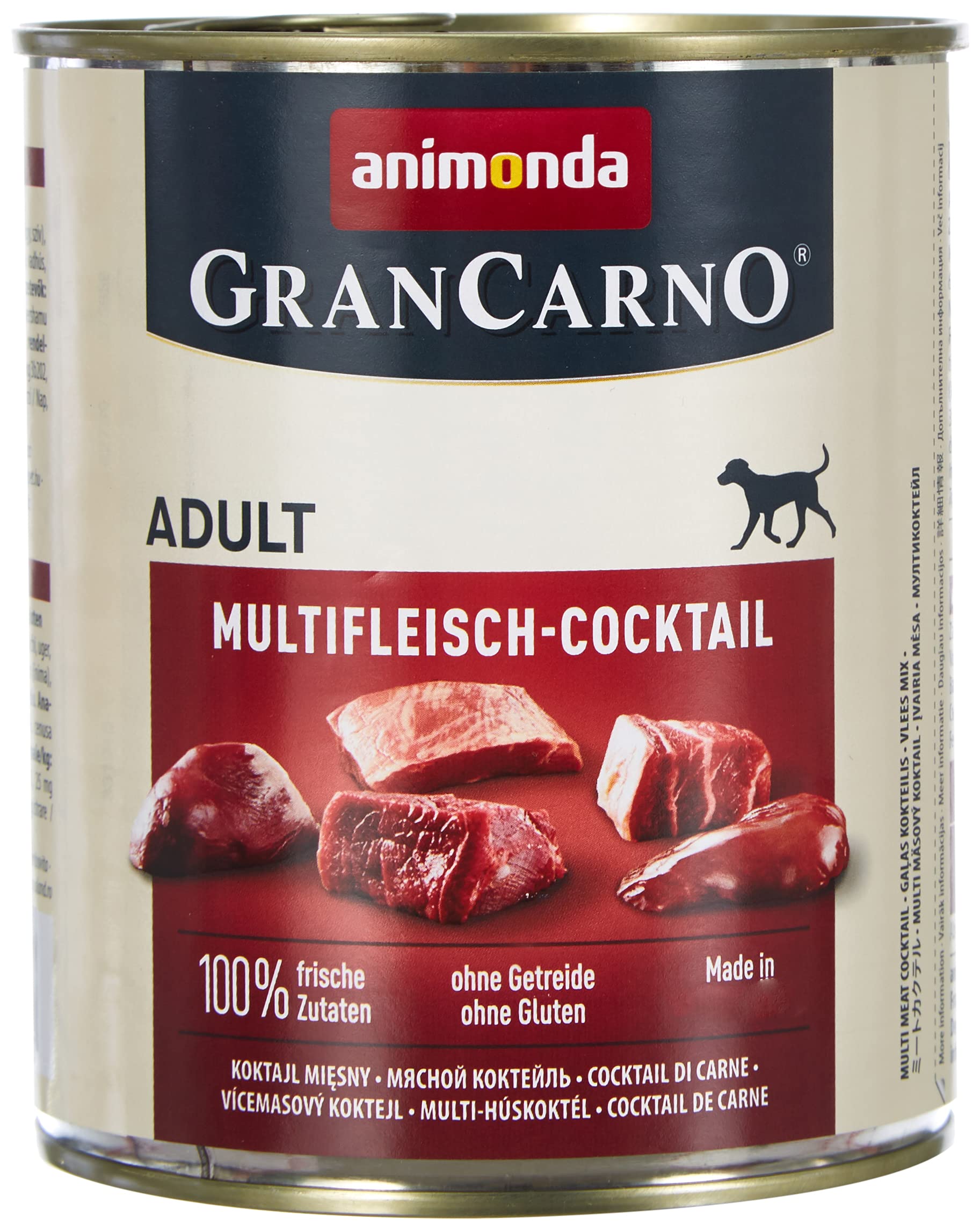 animonda GranCarno Hundefutter, Nassfutter für erwachsene Hunde, verschiedene Sorten 6 x 800 g Multi-Fleischcocktail