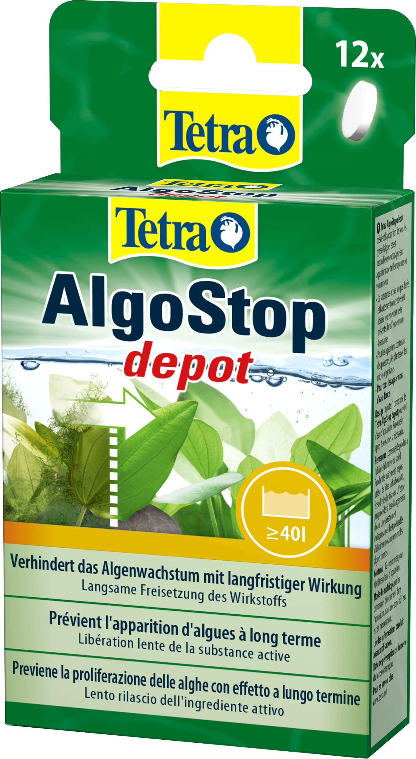 Tetra AlgoStop depot – formstabile Tabletten zur langfristigen Vorbeugung von Algen in Aquarien ab 40 L, 12 Tabletten