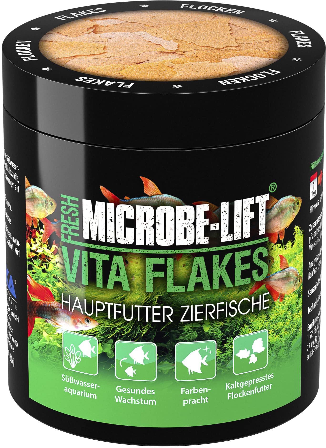 MICROBE-LIFT Vita Flakes – 250 ml – Hochwertiges Flockenfutter als Alleinfutter, fördert Gesundheit und Vitalität von Fischen in Süßwasseraquarien.