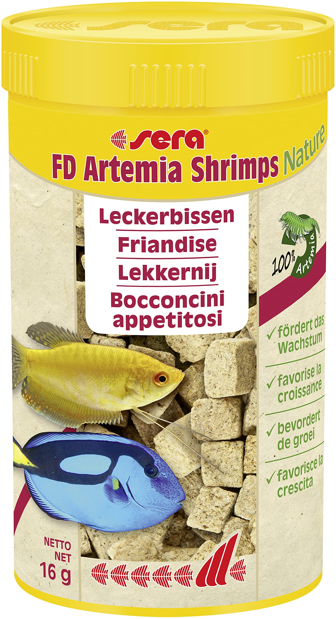 sera FD Artemia Shrimps Nature 250 ml – Der Leckerbissen für ein gesundes Wachstum – Fischfutter fürs Aquarium mit sehr hoher Verwertbarkeit und somit weniger Algen