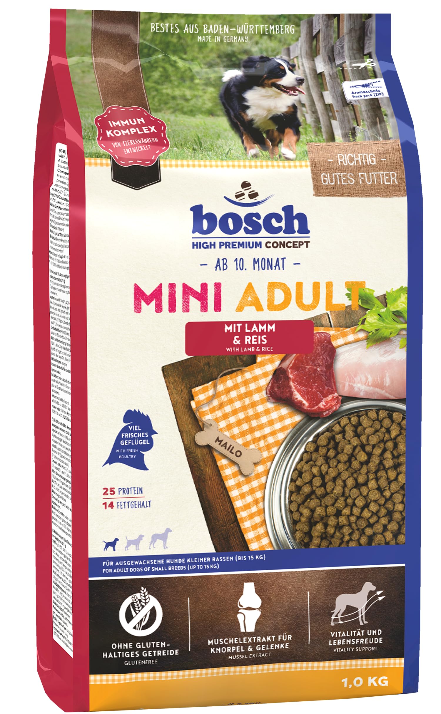 bosch HPC Mini Adult mit Lamm & Reis | Hundetrockenfutter für ausgewachsene Hunde kleiner Rassen (bis 15 kg) | 1 x 3 kg