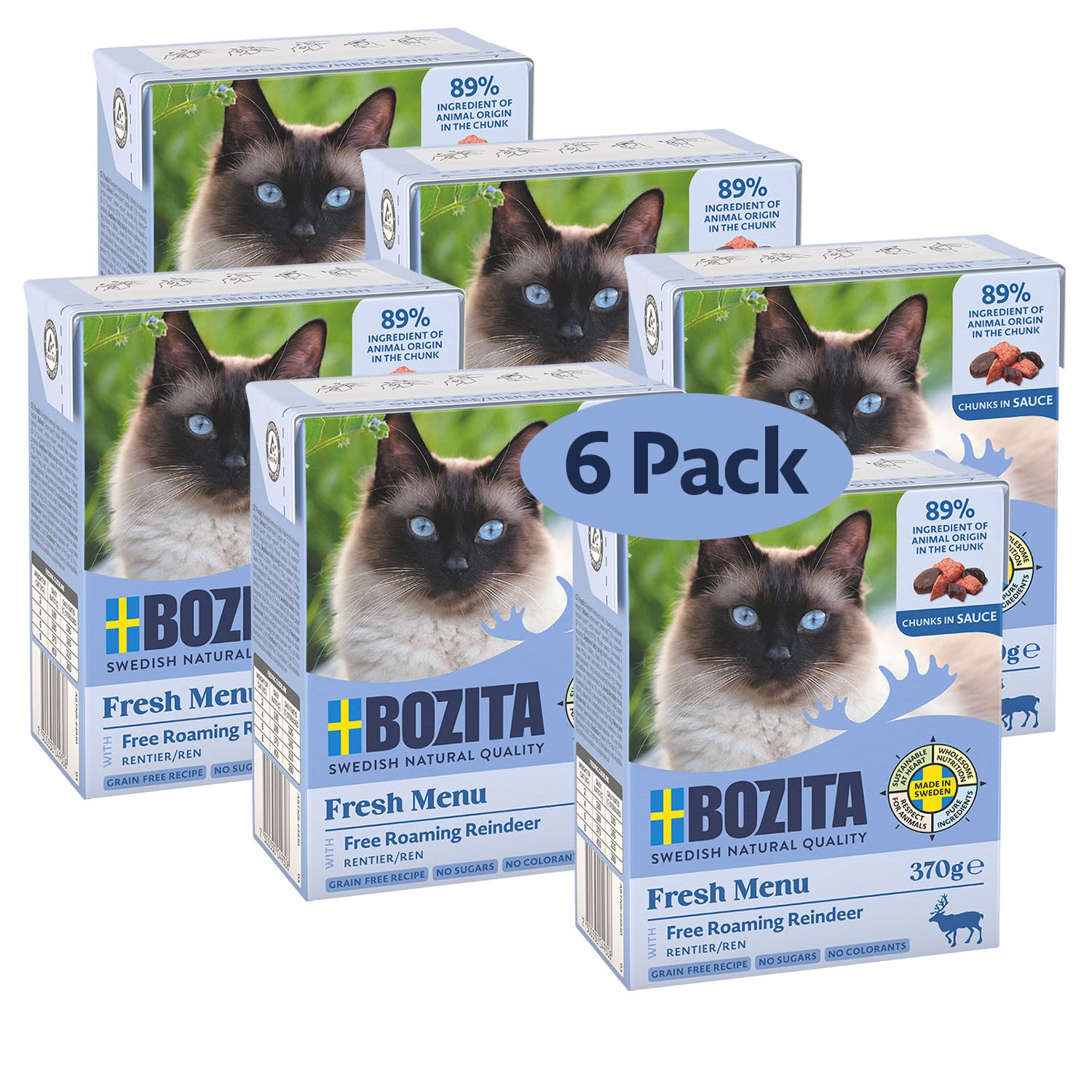 Bozita Häppchen in Soße mit Rentier Multibox 6x370g im Tetra, 370g (6er Pack)