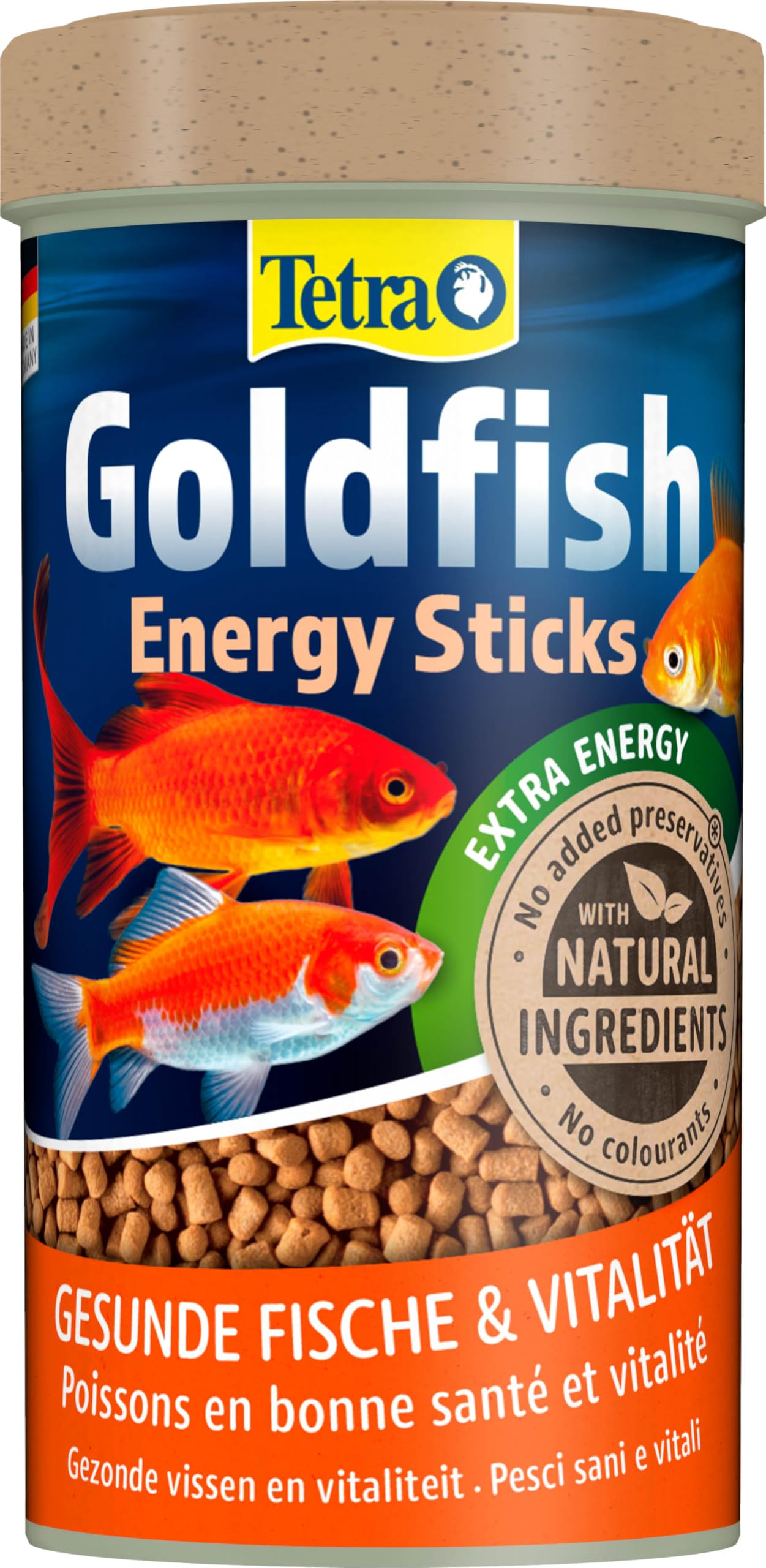 Tetra Goldfish Energy Sticks – nährstoffreiches Fischfutter für alle Goldfische und andere Kaltwasserfische, 250 ml Dose