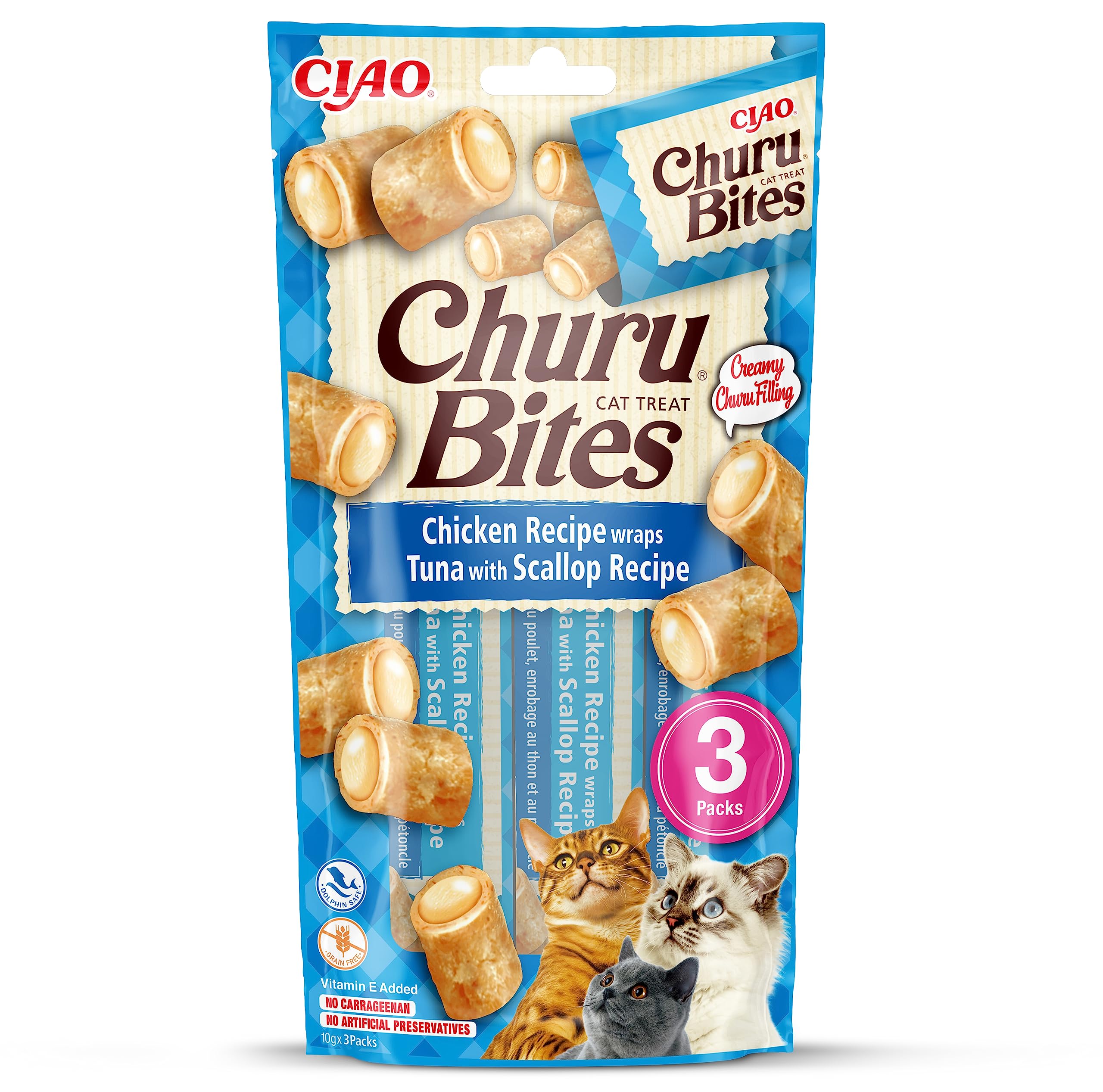 Churu Cat Snack Bites Huhn,Thunfisch +Jakobsmuscheln 3x10g