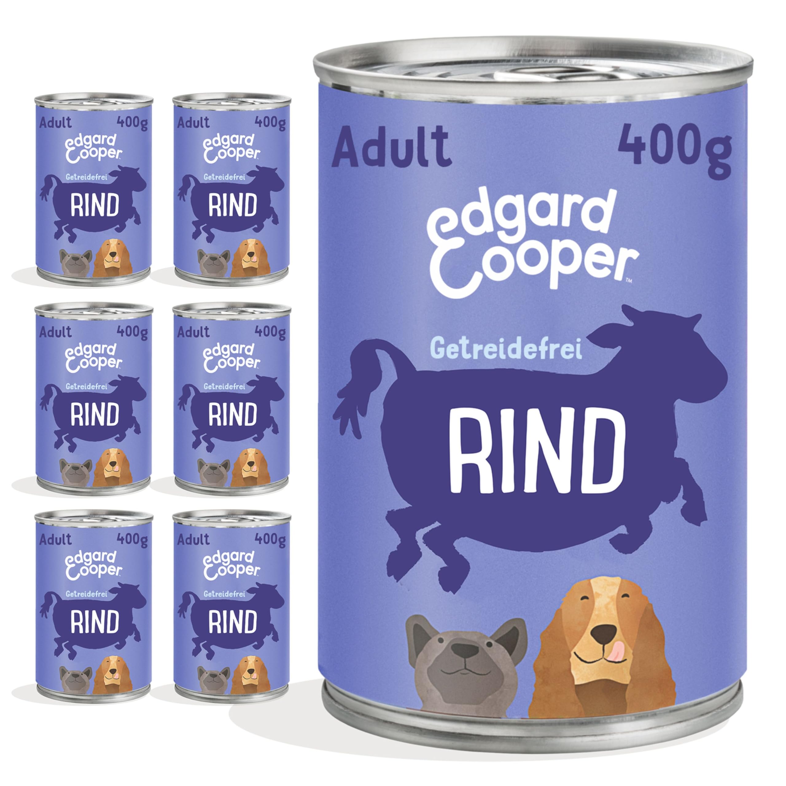 Edgard & Cooper Nassfutter für Hunde (Rind, 400g x 6), Getreidefrei, natürliche Zutaten und frisches Fleisch, voller essentieller Aminosäuren