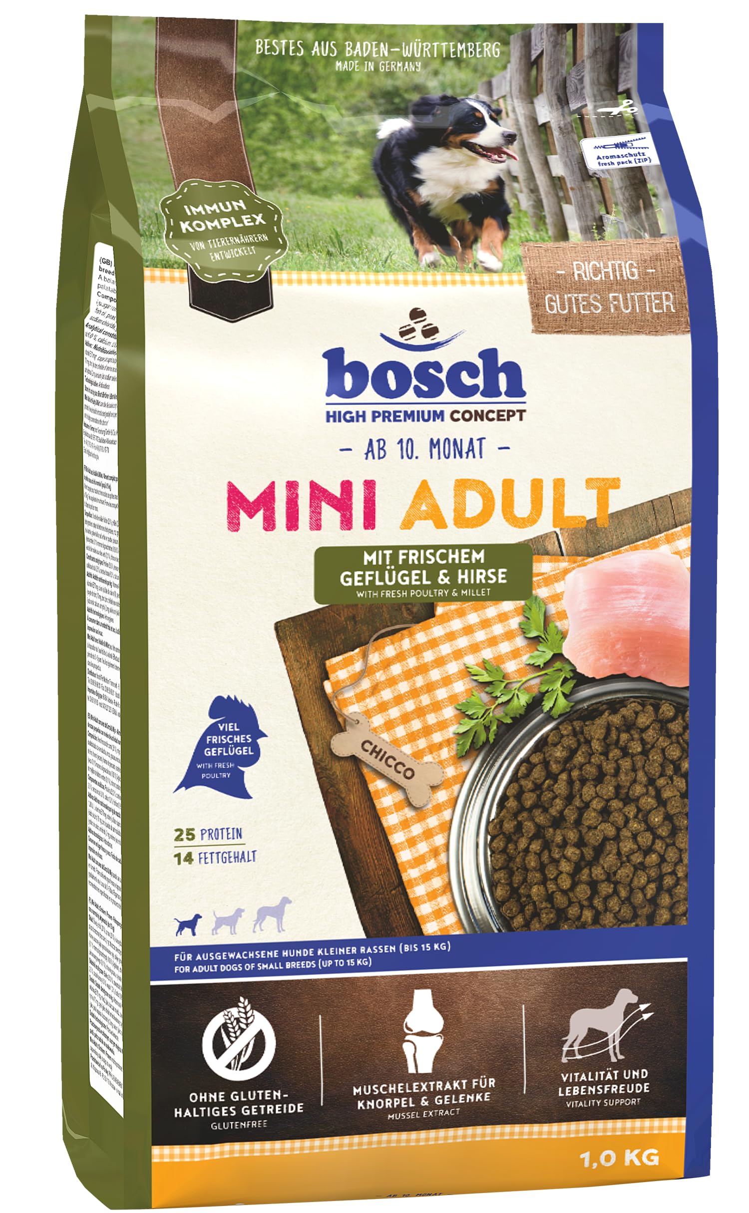 bosch HPC Mini Adult mit frischem Geflügel & Hirse | Hundetrockenfutter für ausgewachsene Hunde kleiner Rassen (bis 15 kg) | 1 x 3 kg